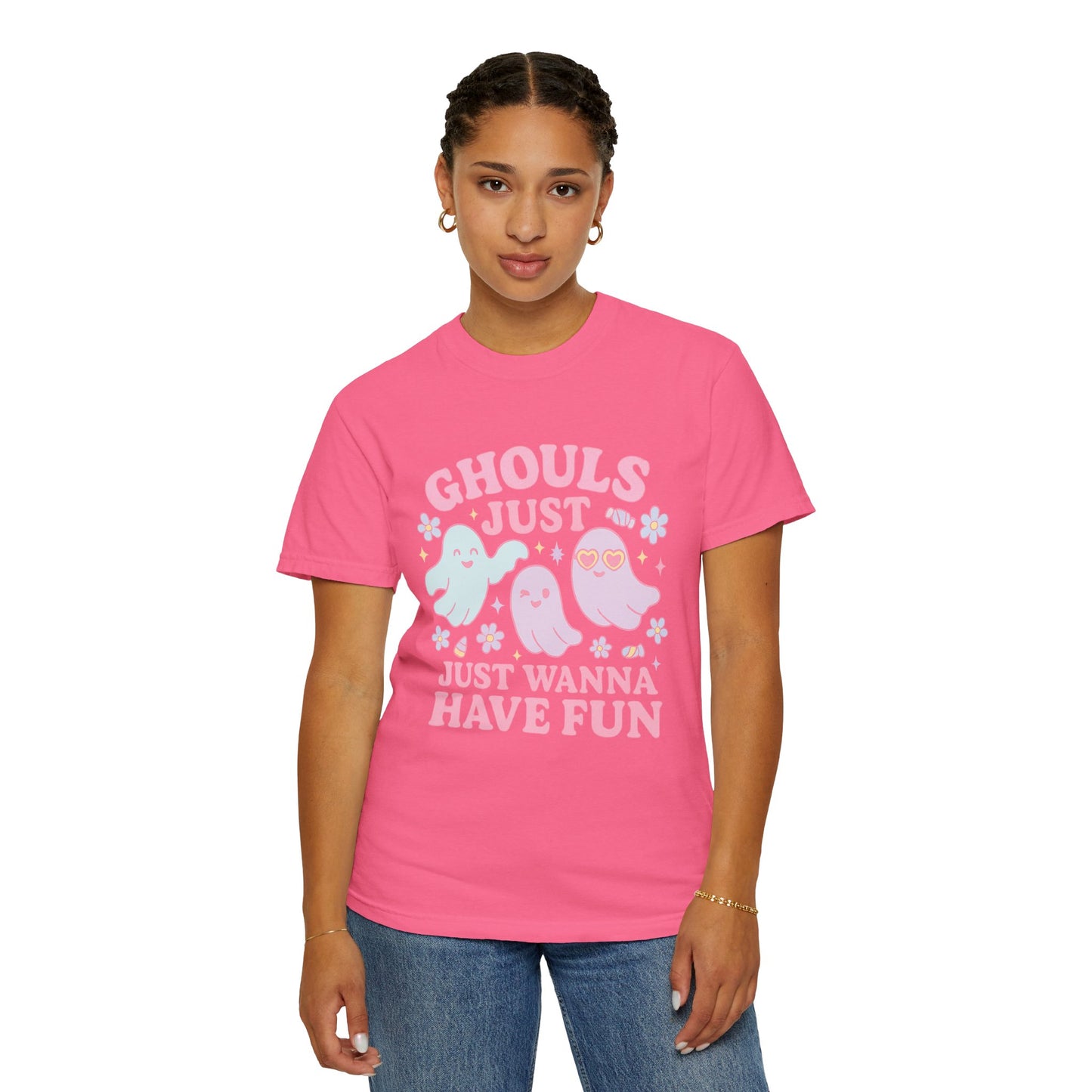Ghouls Just Wanna Have Fun Comfort Colors T-Shirt, Spooky Vibes, Halloween Apparel, Unisex Graphic Tee, Cute Ghost Design, Casual Wear
