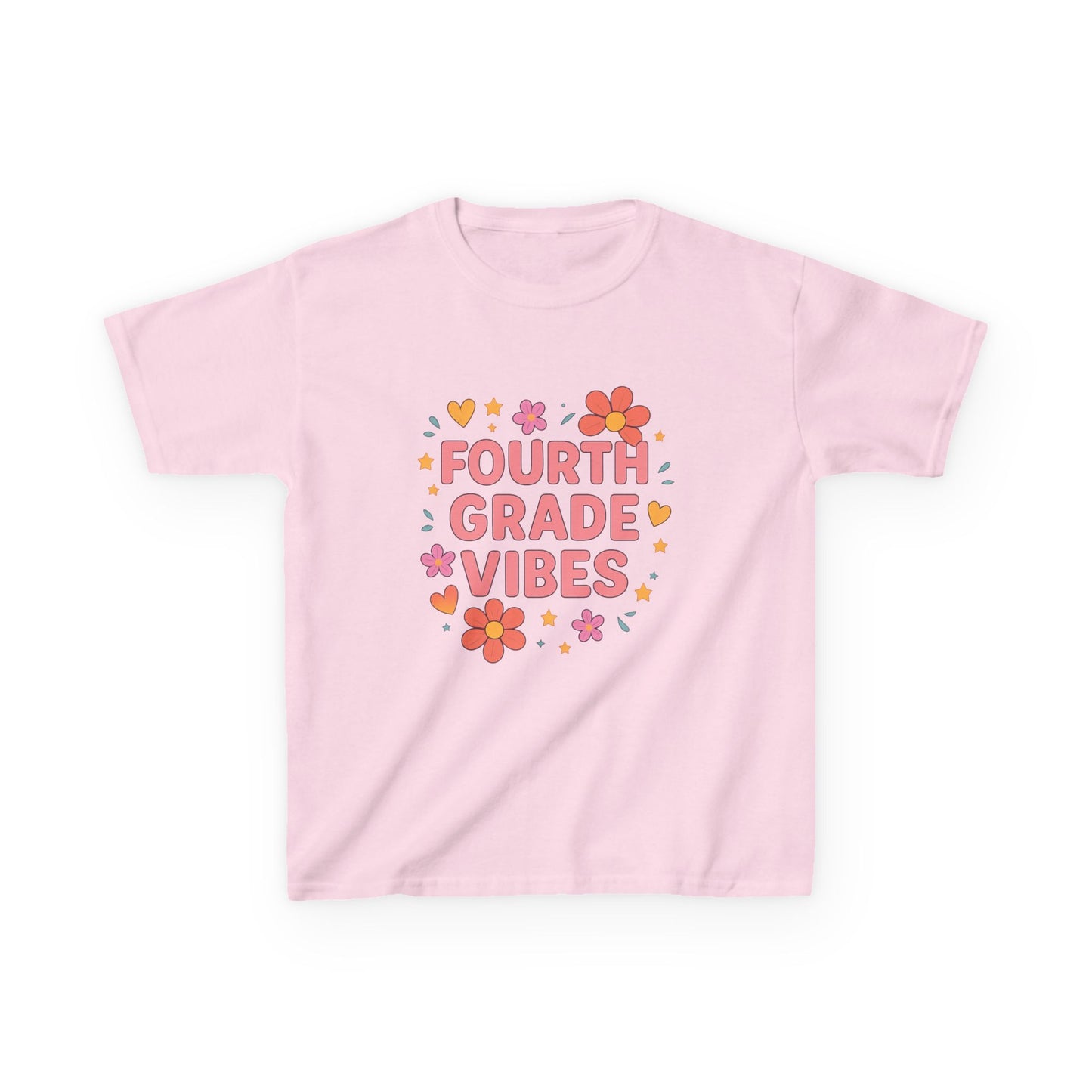Fourth Grade Vibes Kids Tee, Fun Summer Shirt, Back to School Gift, Floral Graphic Tee, Childrens Apparel
