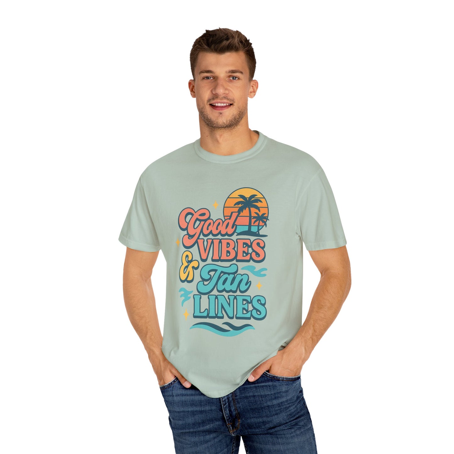 Good Vibes & Tan Lines Unisex T-Shirt, Summer Apparel, Beach Graphic Tee, Vacation Style, Casual Wear, Gift for Him/Her
