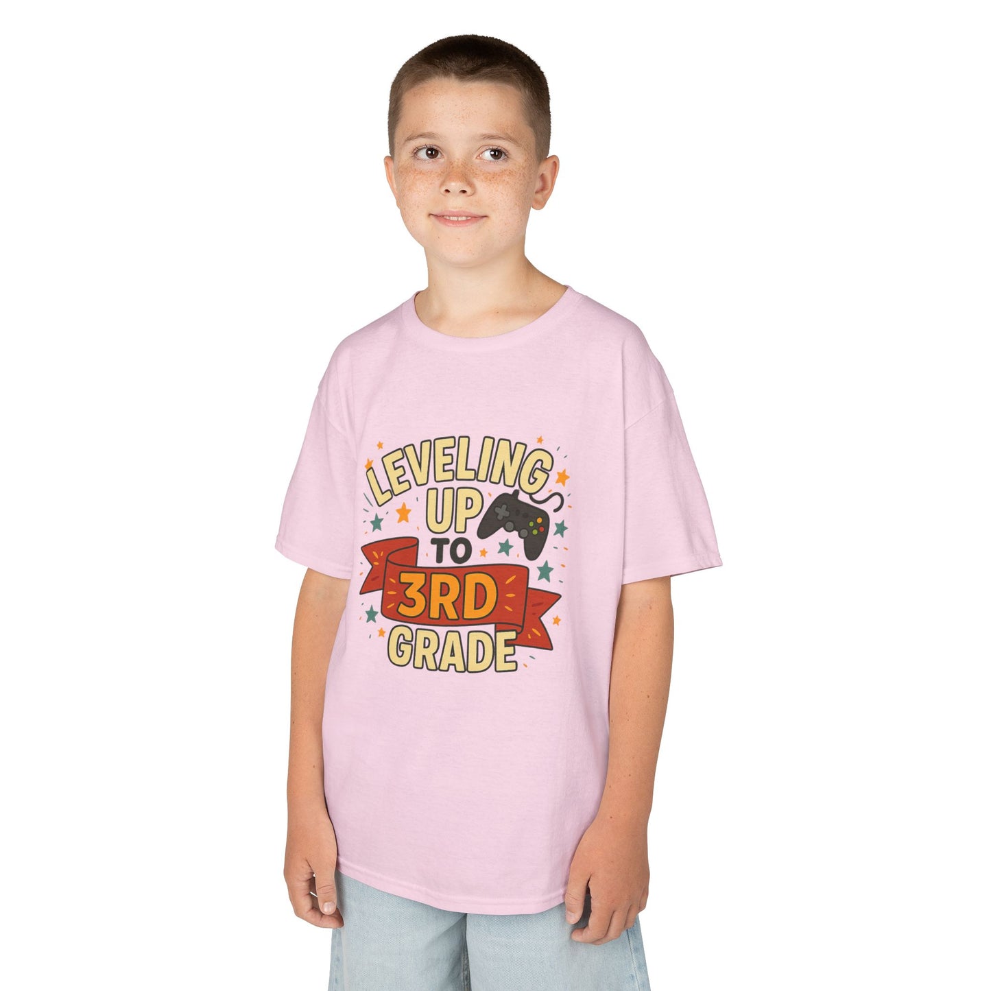 Kids Grade Celebration Tee | Leveling Up to 3rd Grade Shirt, Back to School Gift, Birthday Outfit, Fun Kids T-Shirt, Classroom Wear