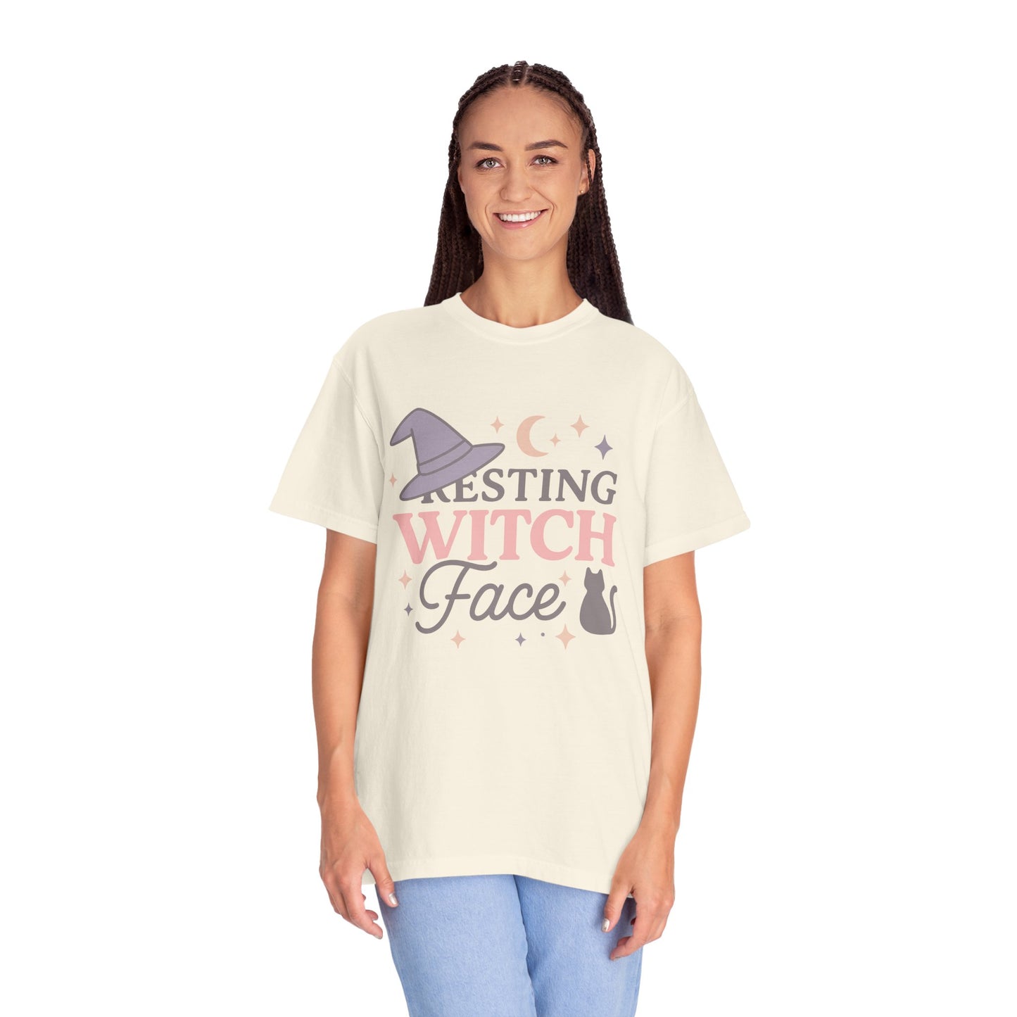 Fun Resting Witch Face Comfort Colors T-Shirt, Cozy Graphic Tee, Halloween Apparel, Gift for Witches, Unisex Seasonal Clothing, Witch-Themed Tee