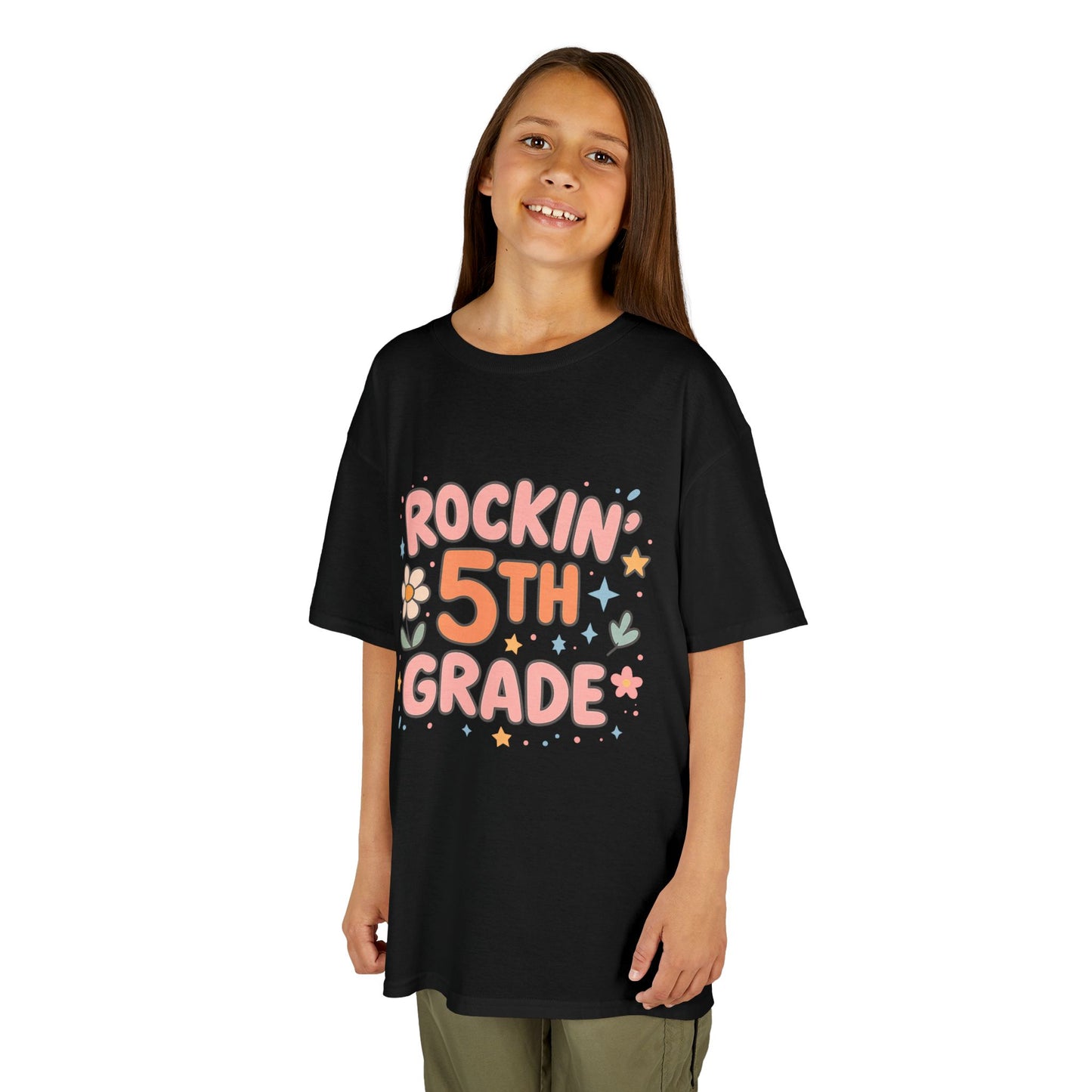 Rockin' 5th Grade Kids Tee, Lightweight Cotton T-Shirt, Back to School Shirt, 5th Grade Graduation Tee, Kids' Graphic Tee