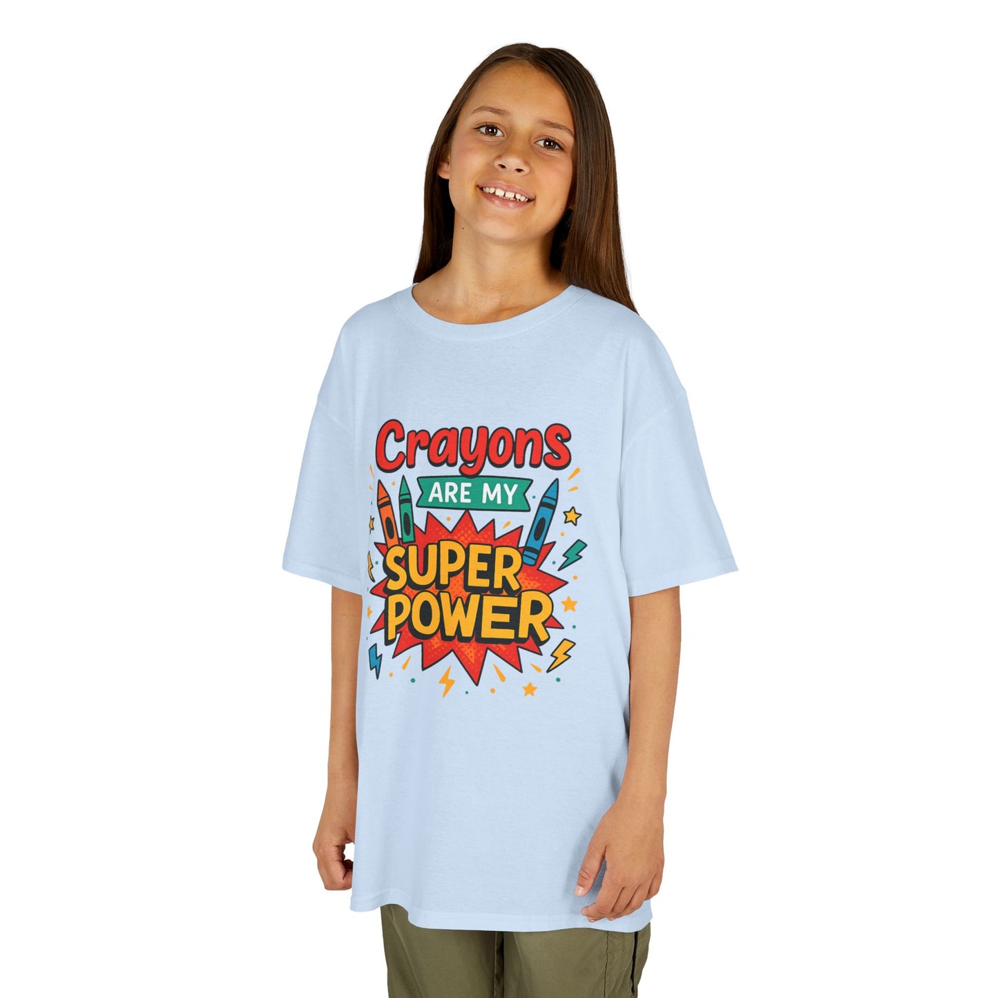 Kids Super Power Tee - Fun Crayon Design, Teacher Gift, Birthday Party, Kids' Activities, Art Enthusiast, Creative Wear