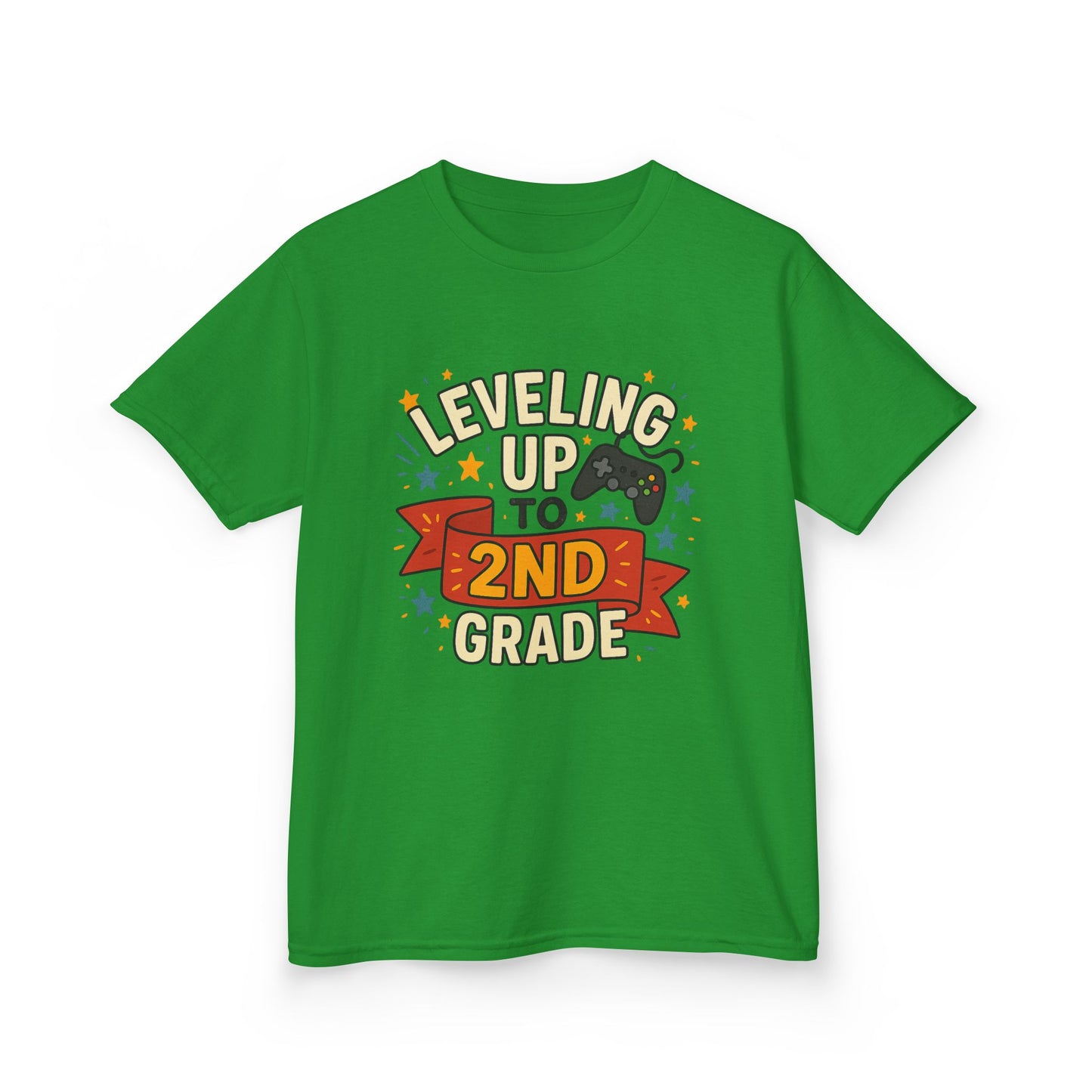 Kids Gaming Tee - Leveling Up to 2nd Grade, Back to School Shirt, Gaming Gift, Fun Children's Apparel, Birthday Celebration Outfit