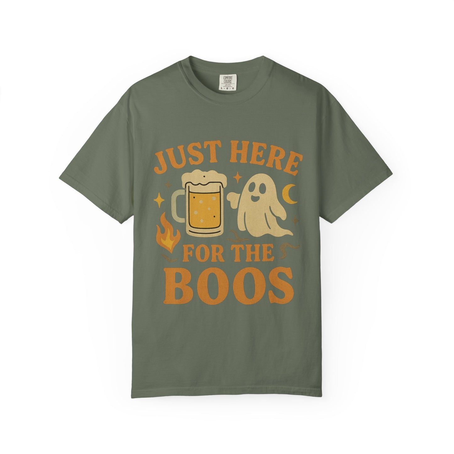 Halloween Party Comfort Colors T-Shirt, Unisex Garment-Dyed Tee, Just Here for the Boos, Fall Celebrations, Fun Gift Idea