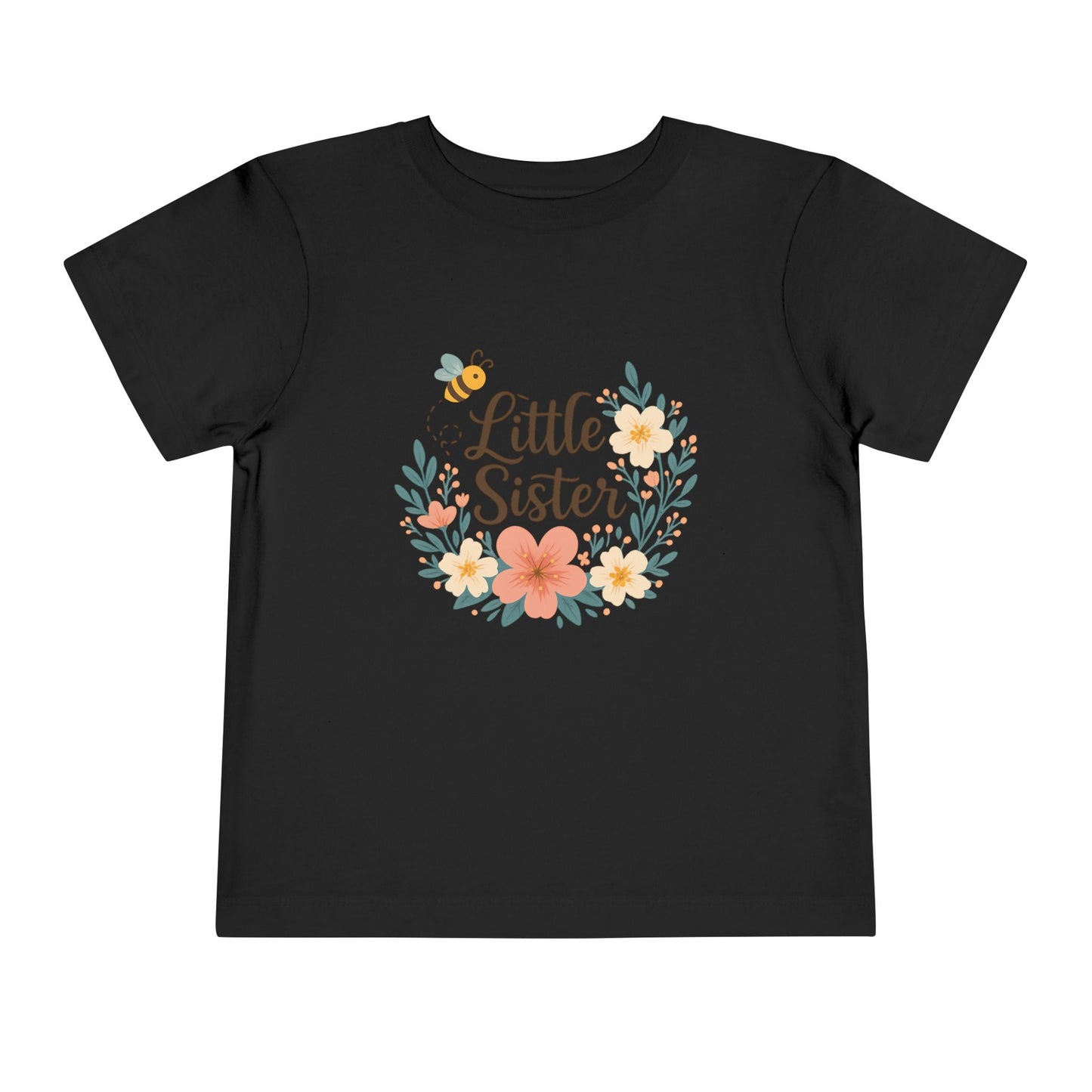 Little Sister Floral Toddler Tee, Cute Toddler Shirt, Girls T-Shirt, Baby Gift, Birthday Gift, Floral Design