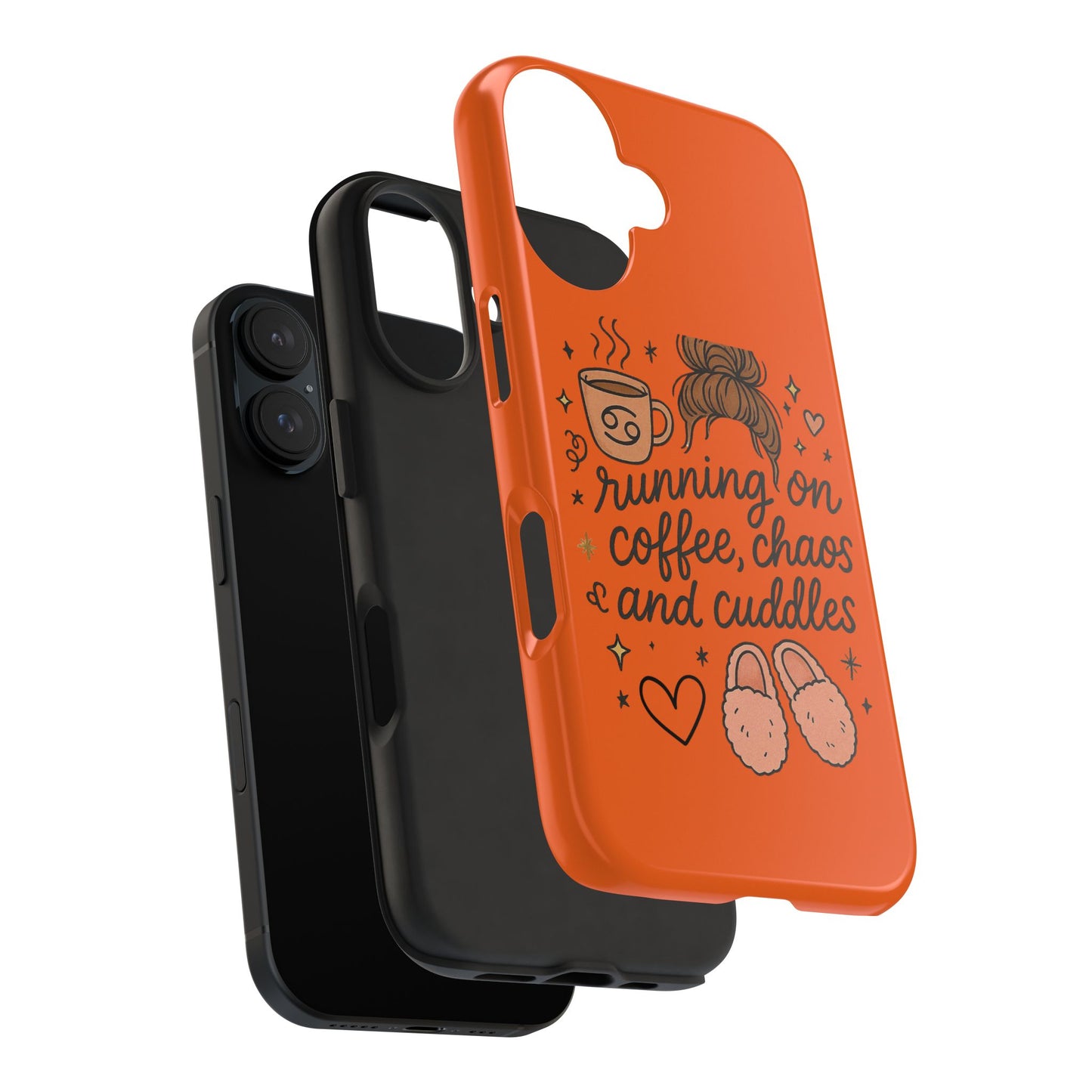 Cute Coffee Chaos Phone Case - Running on Coffee, Chaos & Cuddles, Stylish Tough Case for Coffee Lovers, Gift for Friends, Cute Phone Cover
