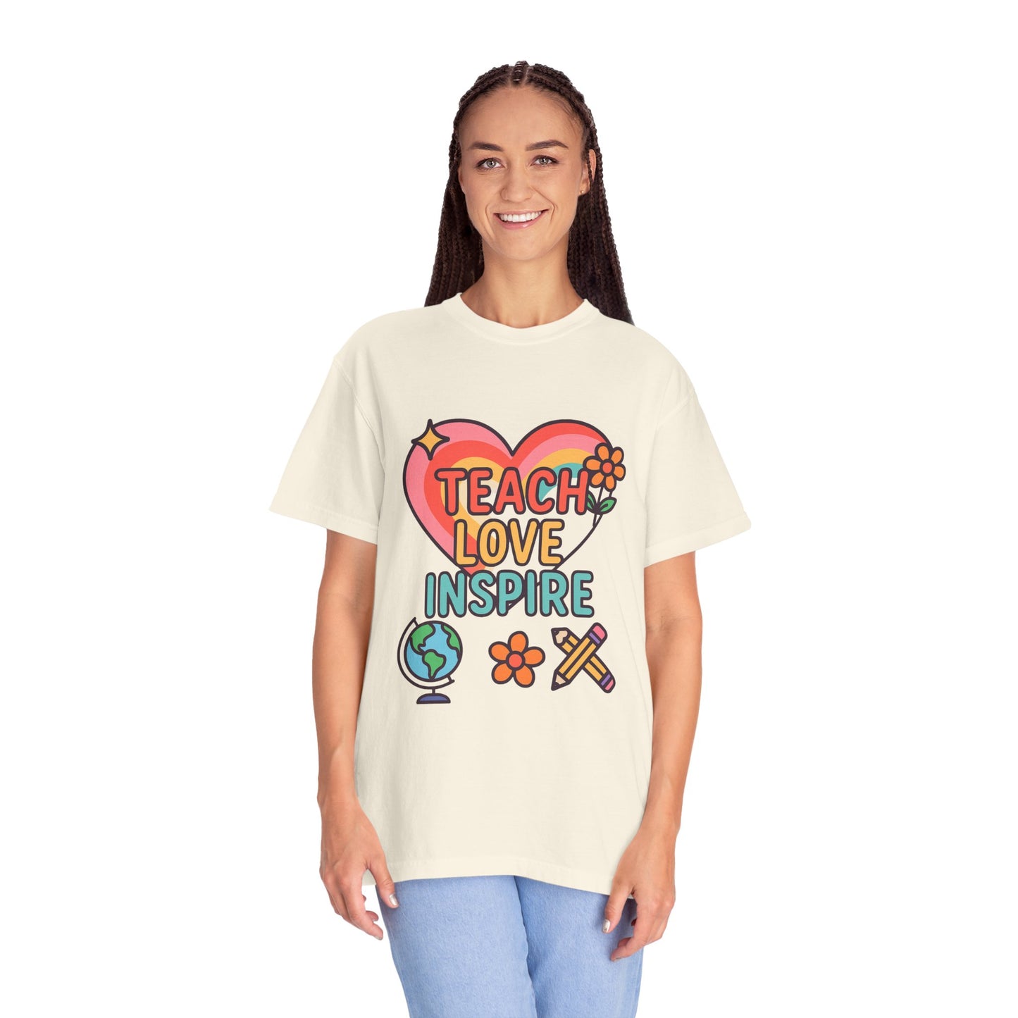 Teach, Love, Inspire Comfort Colors T-shirt - Perfect for Teachers, Gift for Education, Inspirational Apparel, Casual Wear, Positive Vibes