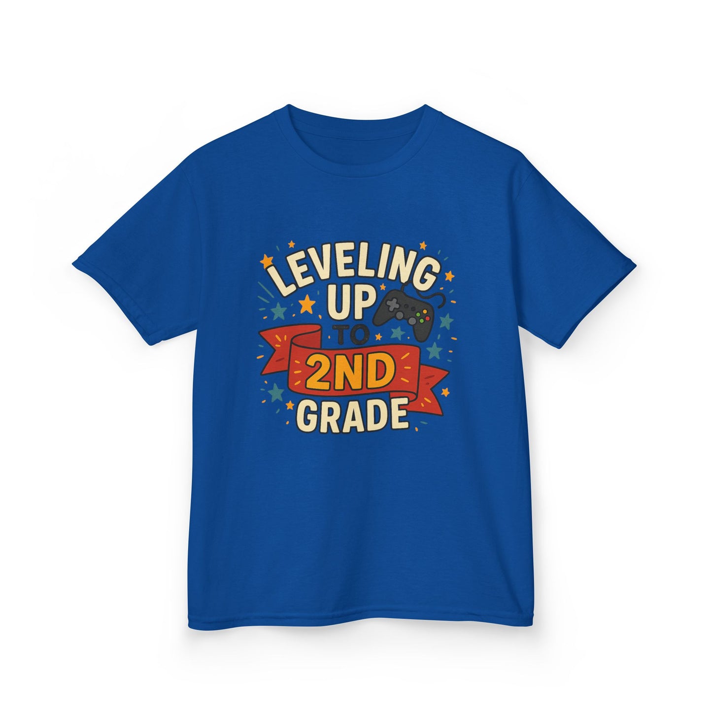 Kids Gaming Tee - Leveling Up to 2nd Grade, Back to School Shirt, Gaming Gift, Fun Children's Apparel, Birthday Celebration Outfit