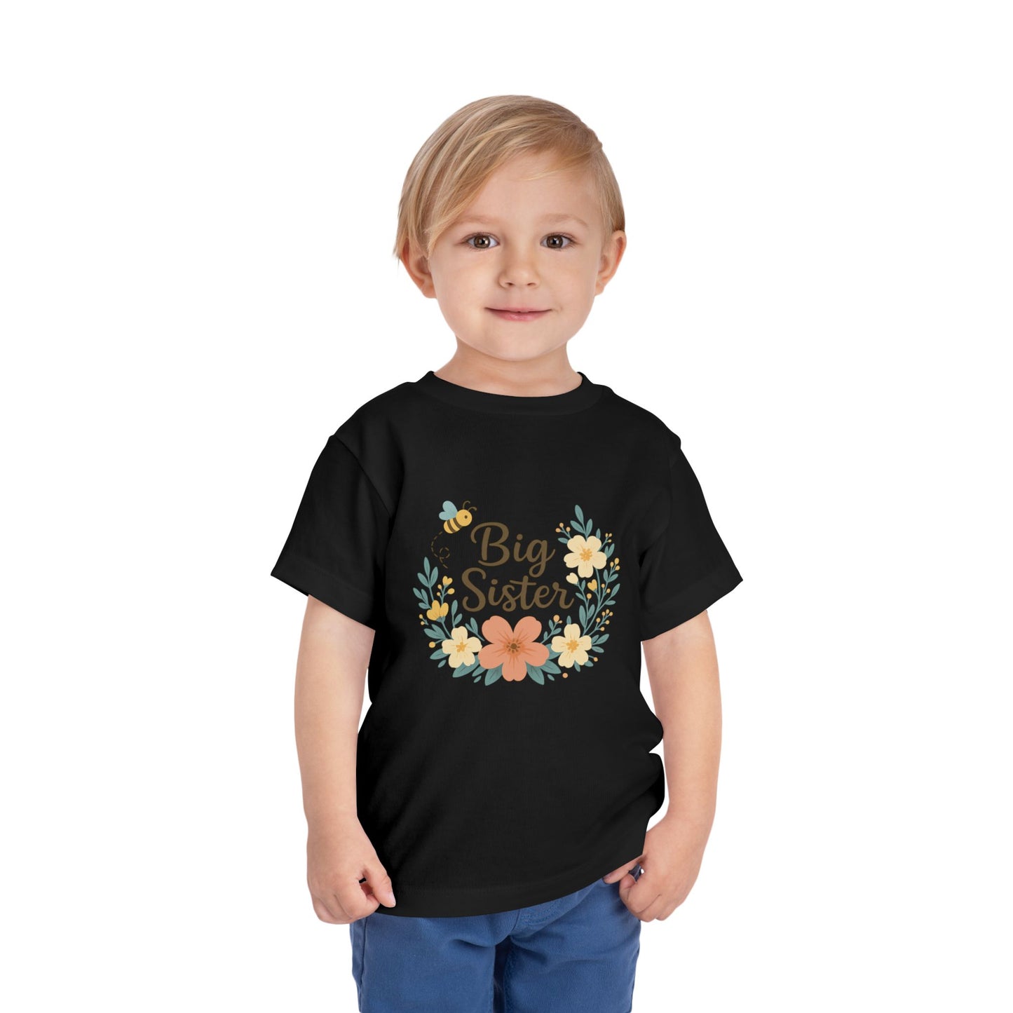 Toddler Big Sister Tee, Cute Kids Shirt, Floral Children's Top, Gift for New Big Sisters, Baby Announcement Outfit