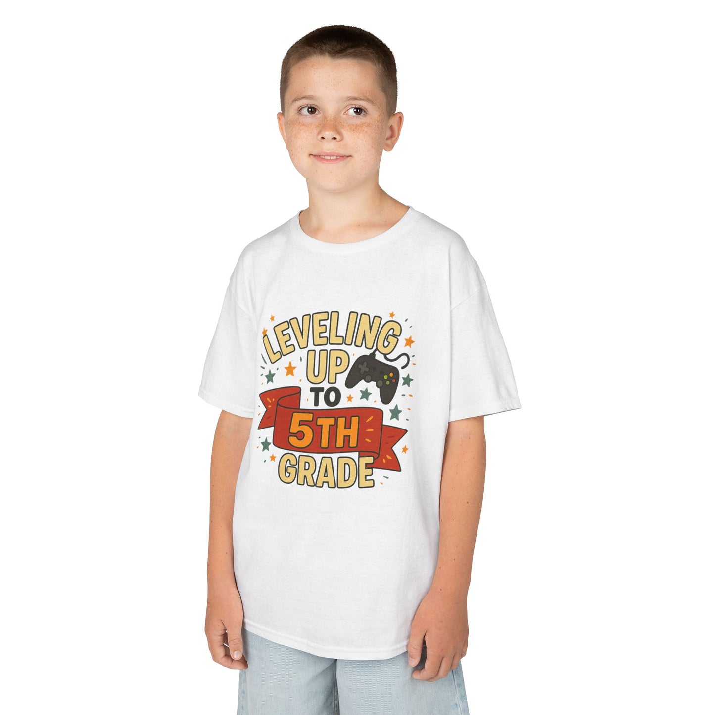 Kids Graduation Tee, Level Up to 5th Grade Shirt, Back to School Gift, Fun Class Celebration Top, Children's Achievement T-Shirt
