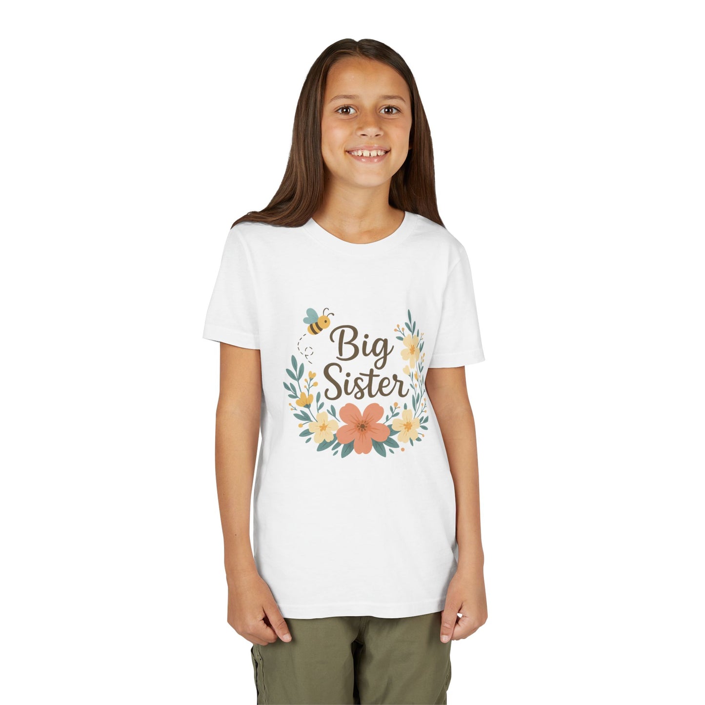 Big Sister Floral Youth Tee, Cute Kids Shirt, Gift for Siblings, Birthday, Family Celebrations, Baby Announcement, Spring Style