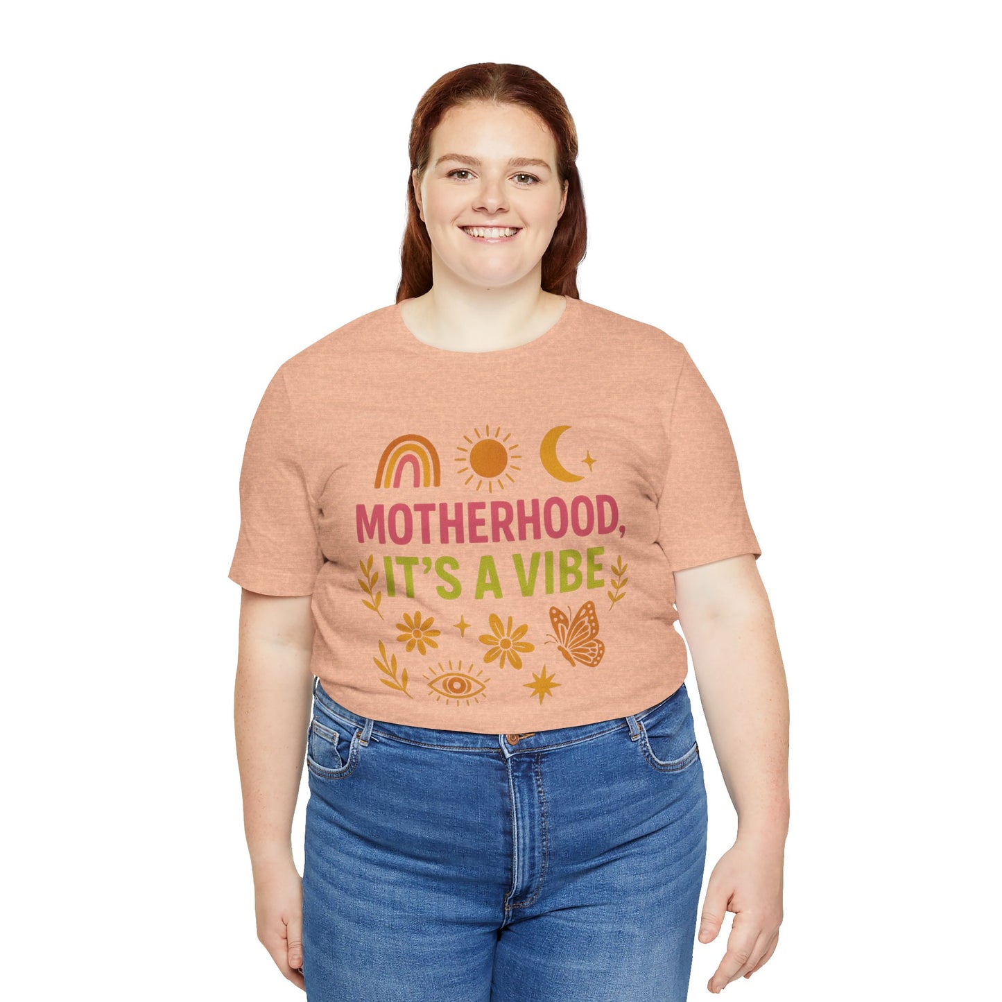 Motherhood Vibe Tee, Unisex Graphic T-Shirt, Boho Style, New Mom Gift, Casual Everyday Wear, Motherhood Affirmation, Comfortable Apparel
