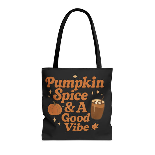Pumpkin Spice Tote Bag - Fall Essentials, Autumn Tote, Halloween Gift, Good Vibe Bag, Seasonal Shopping Bag