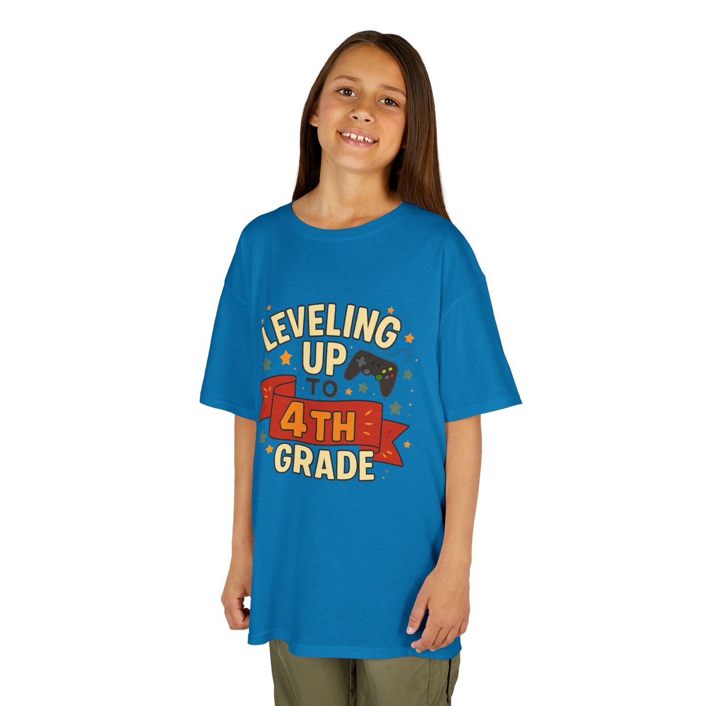 Leveling Up 4th Grade Kids Tee, Back to School Shirt, Gamer T-Shirt, Unique Gift for Kids, Birthday Tee, Fun Learning Shirt