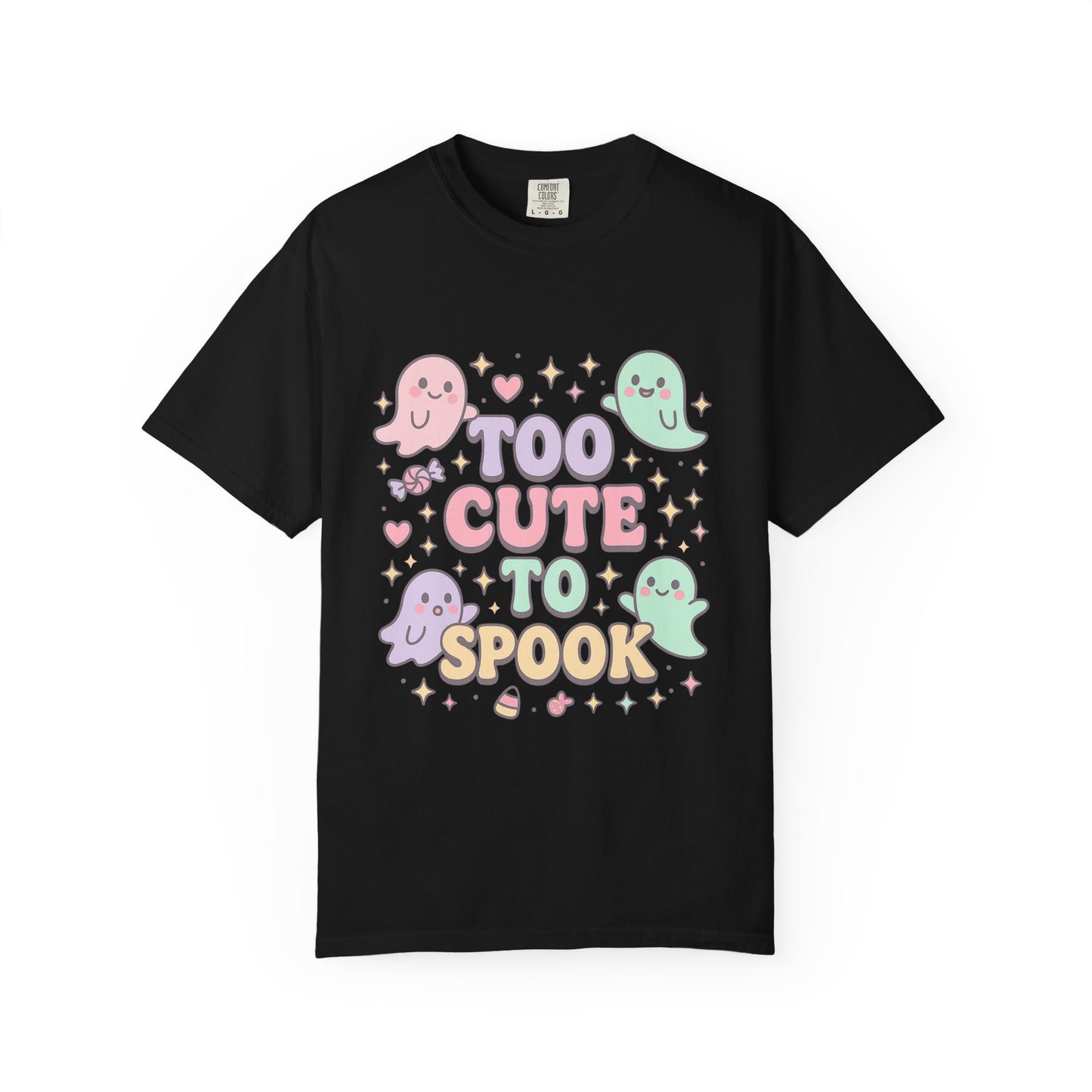 Too Cute to Spook Comfort Colors T-Shirt, Halloween Tee, Unisex Garment-Dyed Shirt, Cute Ghosts Tee, Casual Fall Fashion