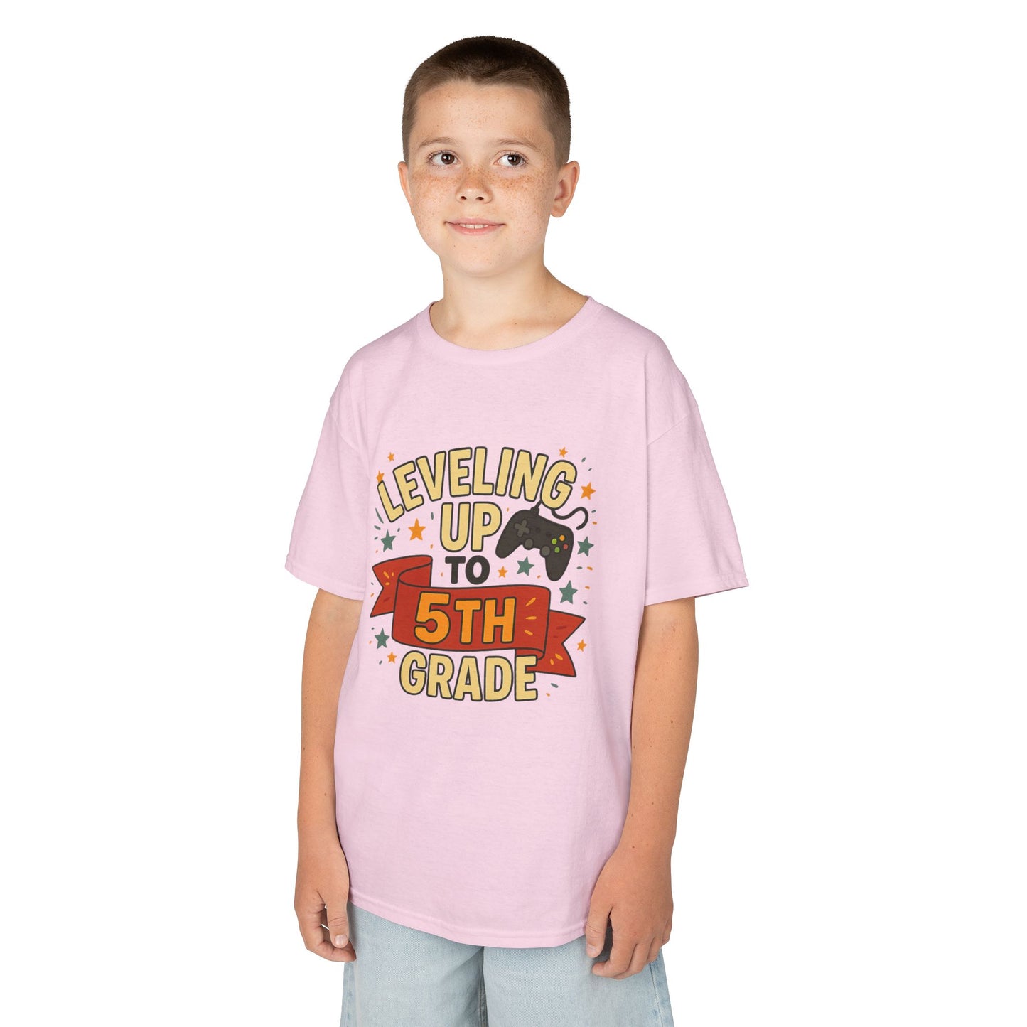 Kids Graduation Tee, Level Up to 5th Grade Shirt, Back to School Gift, Fun Class Celebration Top, Children's Achievement T-Shirt
