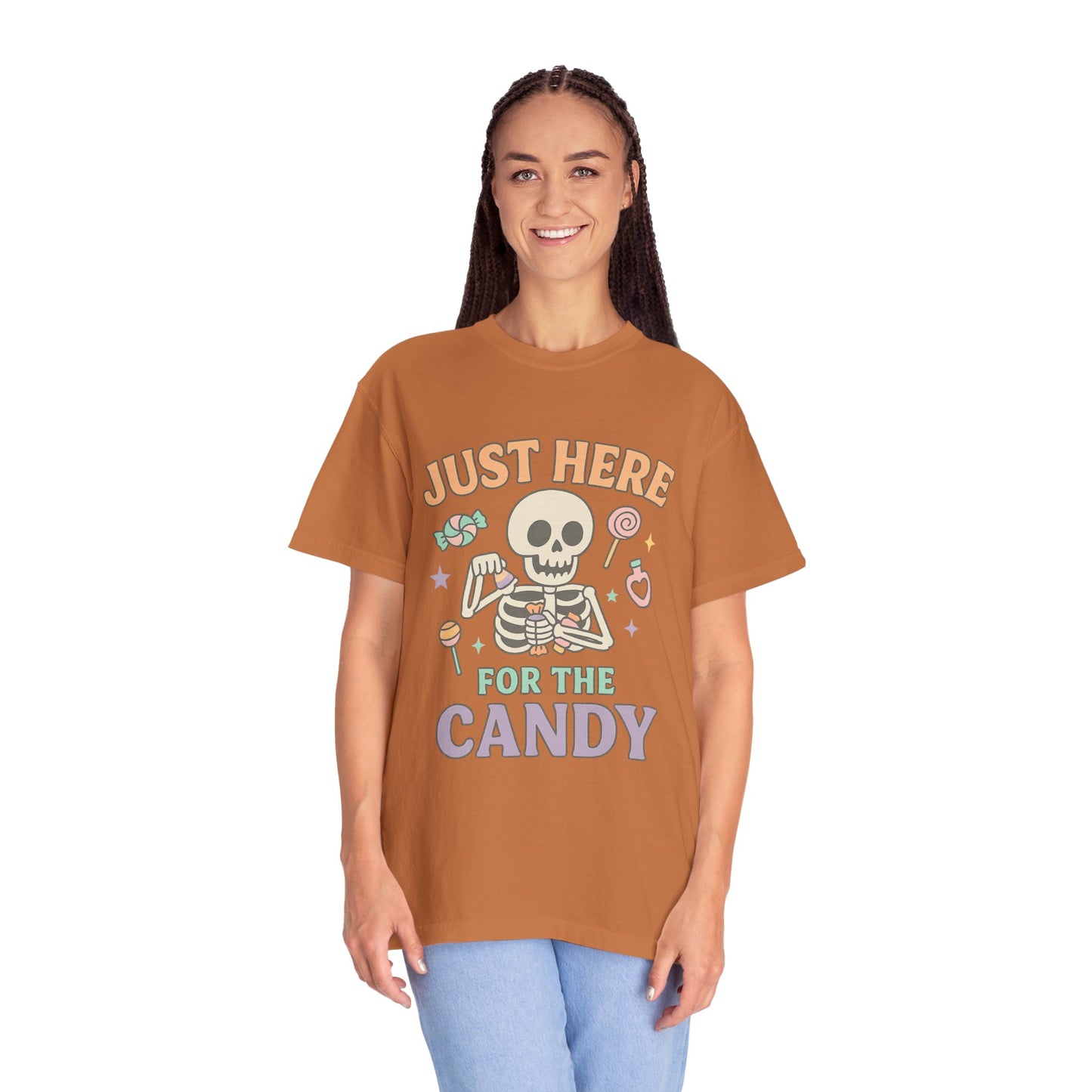 Funny Skeleton Candy Comfort Colors T-shirt, Halloween Shirt, Unisex Tee, Soft Cotton Tee, Casual Halloween Apparel, Party Wear
