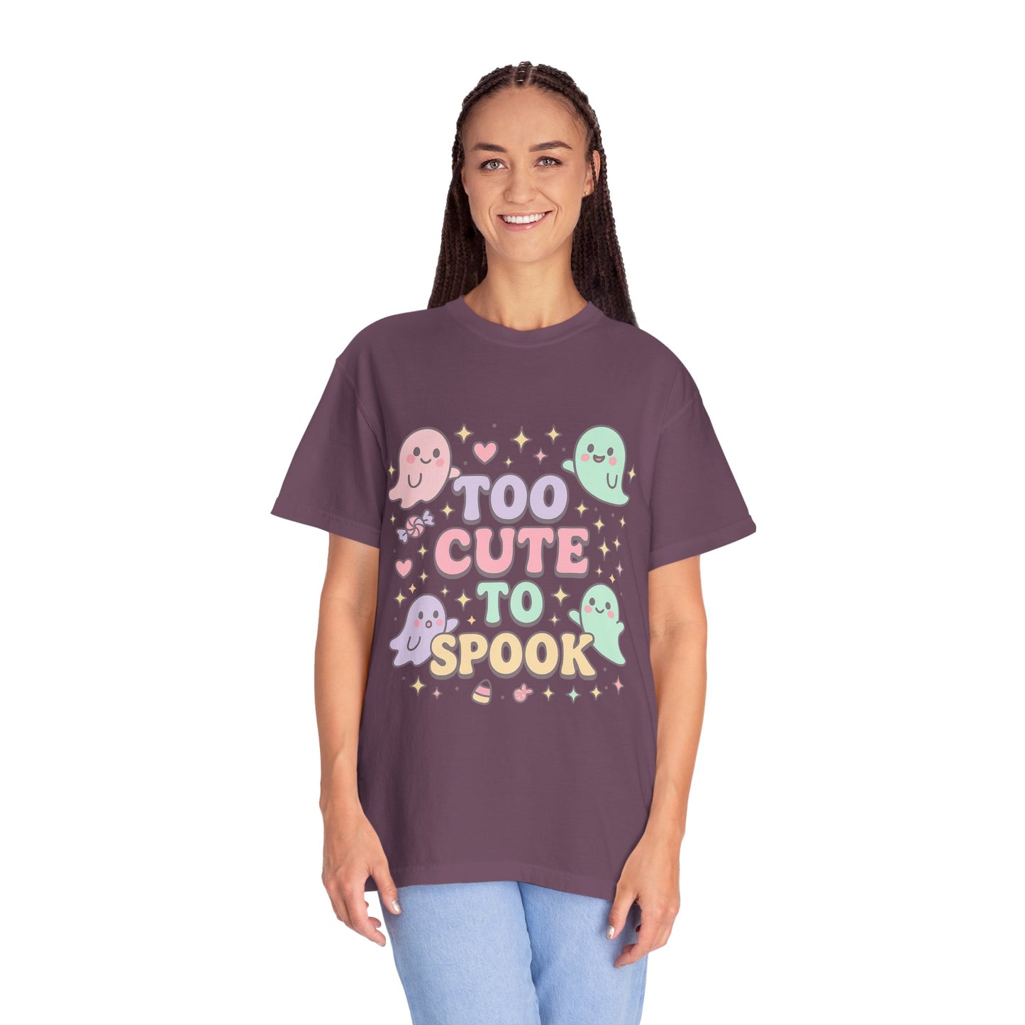 Too Cute to Spook Comfort Colors T-Shirt, Halloween Tee, Unisex Garment-Dyed Shirt, Cute Ghosts Tee, Casual Fall Fashion