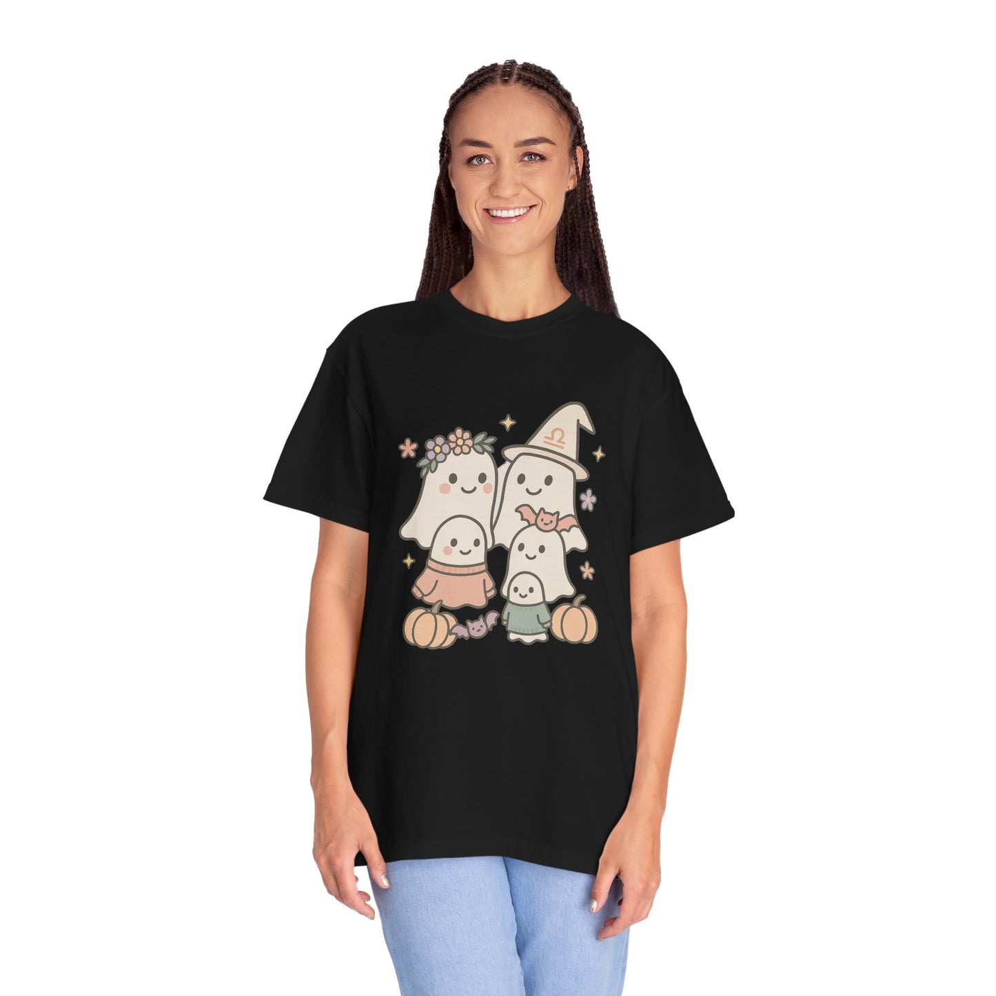 Cute Ghost Family Comfort Colors T-Shirt, Halloween Tee, Pumpkin Shirt, Fall Apparel, Unisex Garment-Dyed Top, Cute Halloween Gift