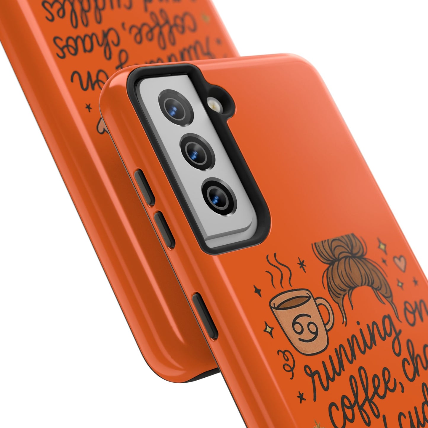 Cute Coffee Chaos Phone Case - Running on Coffee, Chaos & Cuddles, Stylish Tough Case for Coffee Lovers, Gift for Friends, Cute Phone Cover