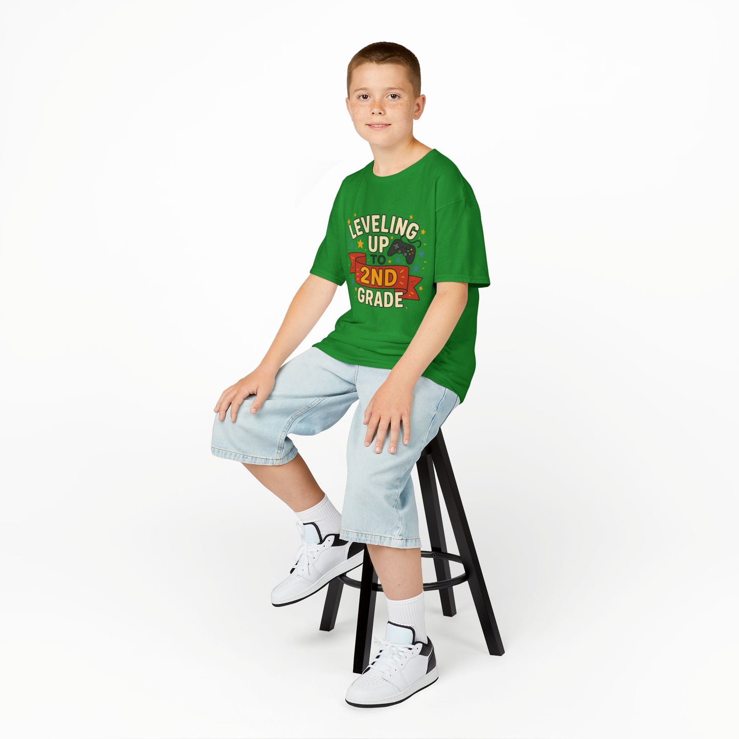 Kids Gaming Tee - Leveling Up to 2nd Grade, Back to School Shirt, Gaming Gift, Fun Children's Apparel, Birthday Celebration Outfit