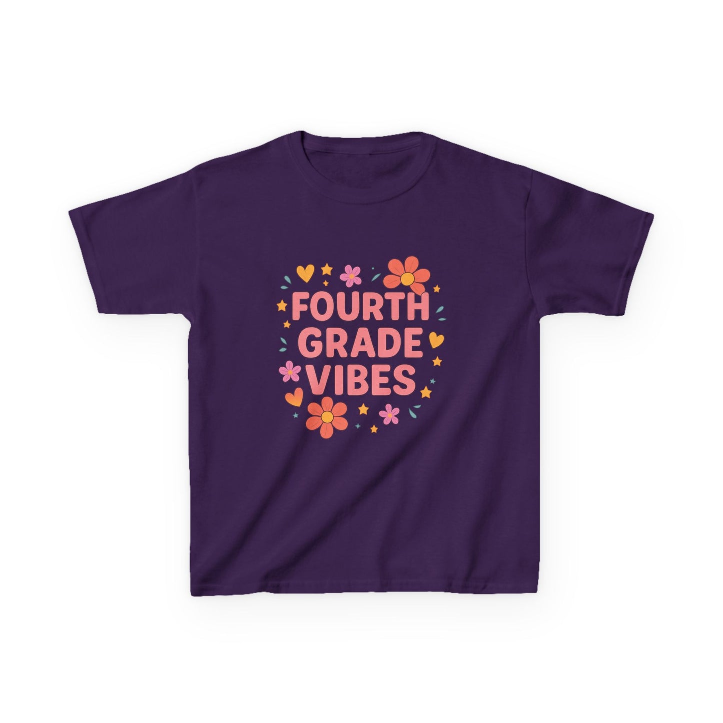 Fourth Grade Vibes Kids Tee, Fun Summer Shirt, Back to School Gift, Floral Graphic Tee, Childrens Apparel