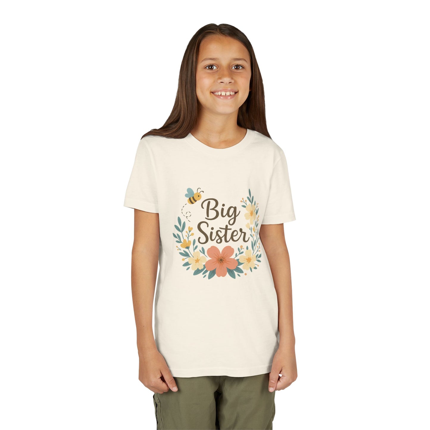 Big Sister Floral Youth Tee, Cute Kids Shirt, Gift for Siblings, Birthday, Family Celebrations, Baby Announcement, Spring Style