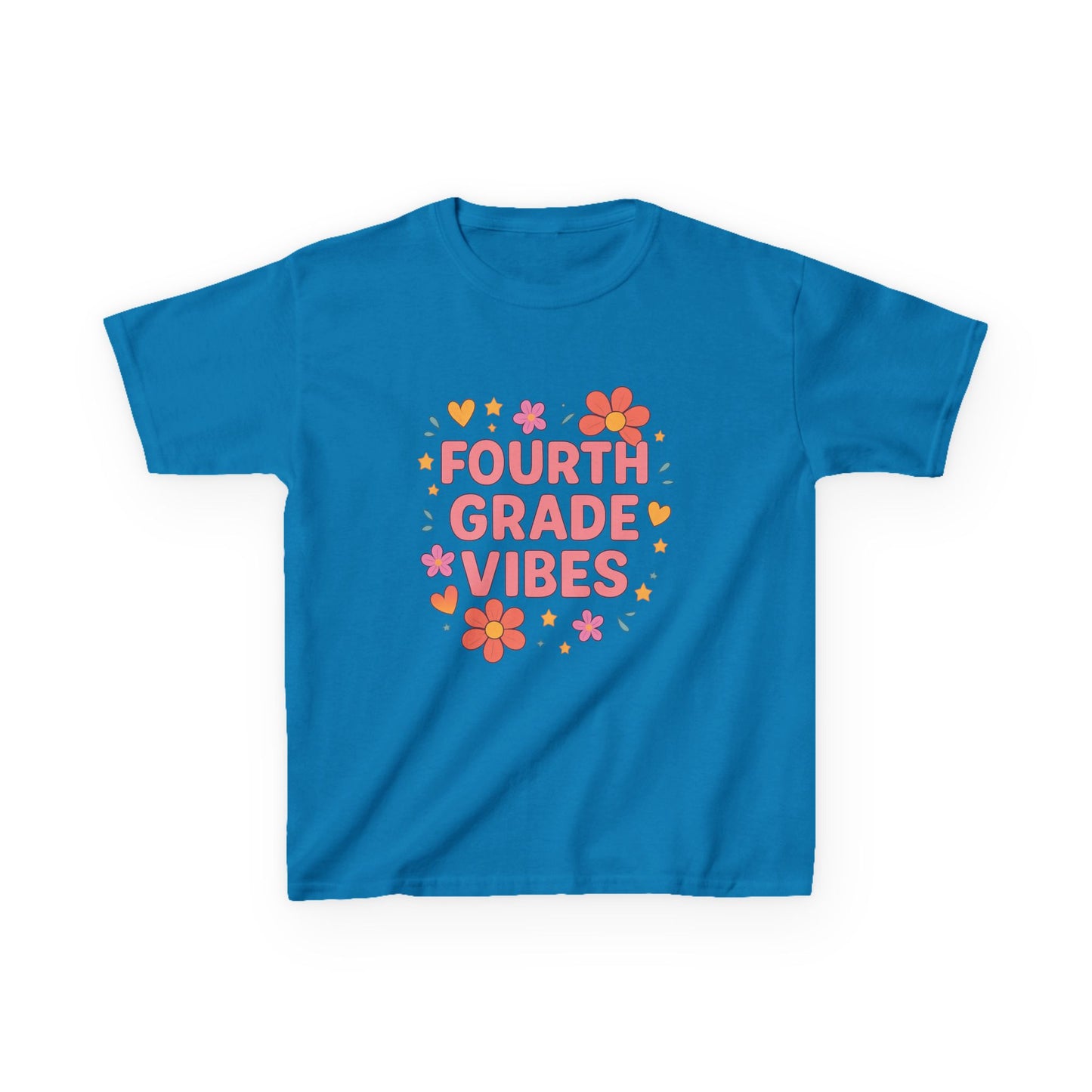 Fourth Grade Vibes Kids Tee, Fun Summer Shirt, Back to School Gift, Floral Graphic Tee, Childrens Apparel