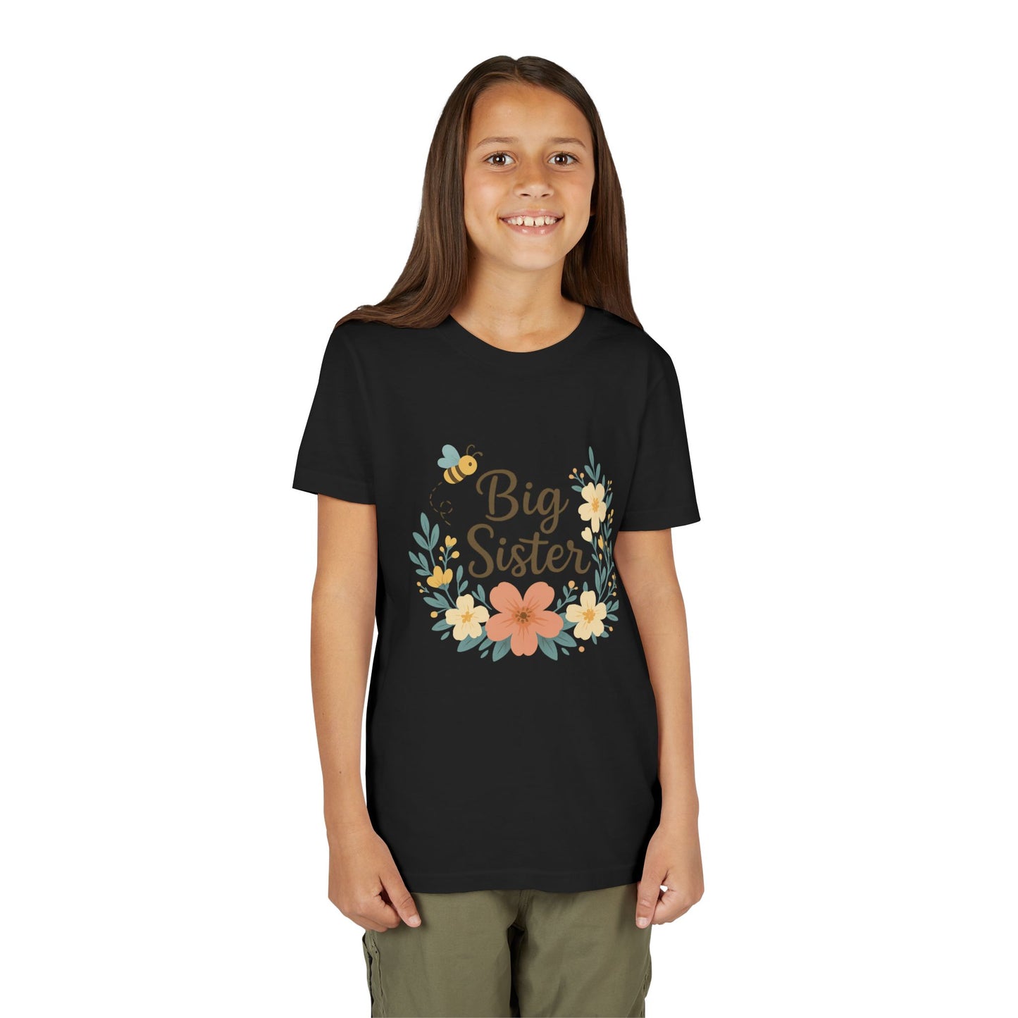 Big Sister Floral Youth Tee, Cute Kids Shirt, Gift for Siblings, Birthday, Family Celebrations, Baby Announcement, Spring Style