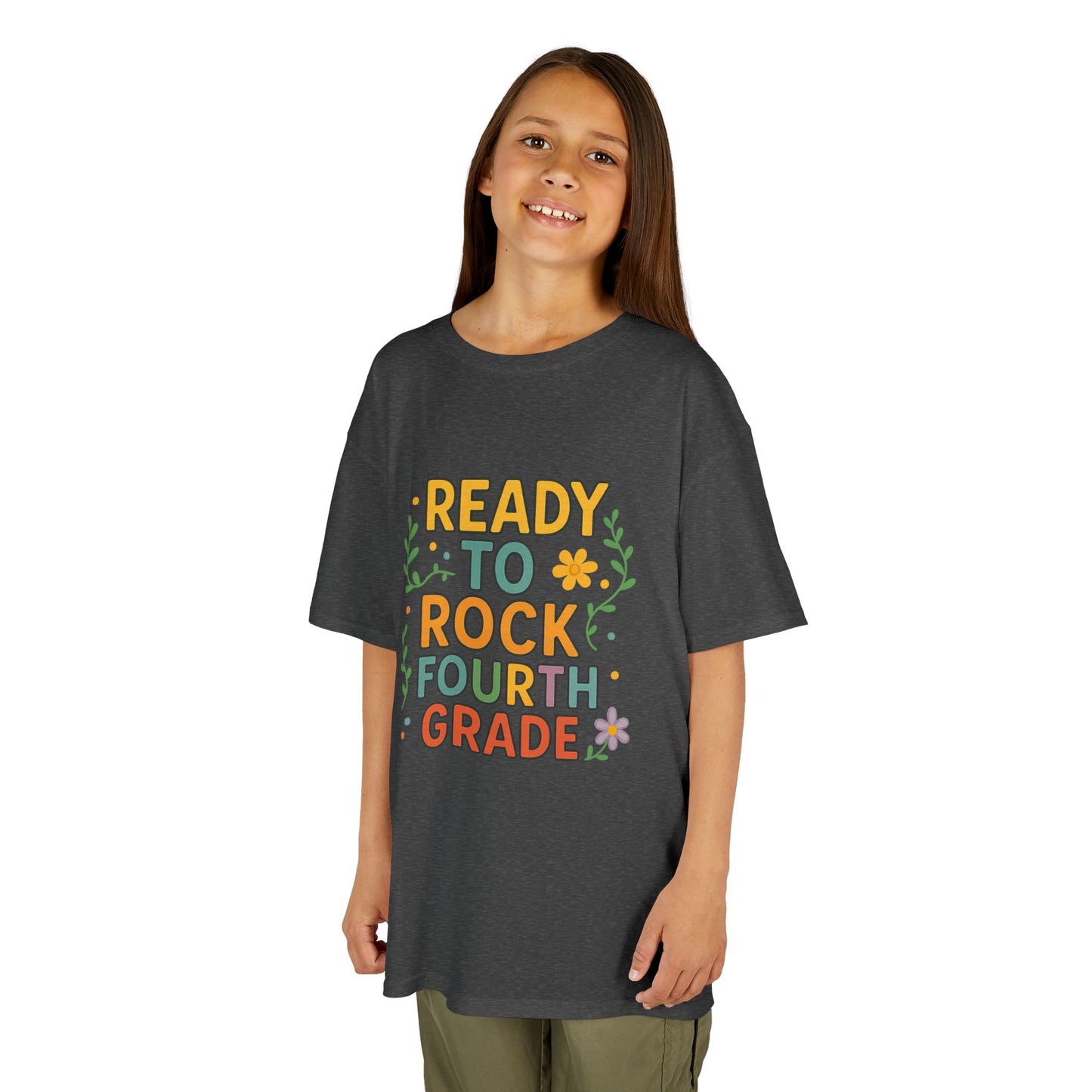 Ready to Rock Fourth Grade Kids Heavy Cotton Tee, Back to School Shirt, Toddler T-Shirt, Birthday Gift, Cute Kids Clothing