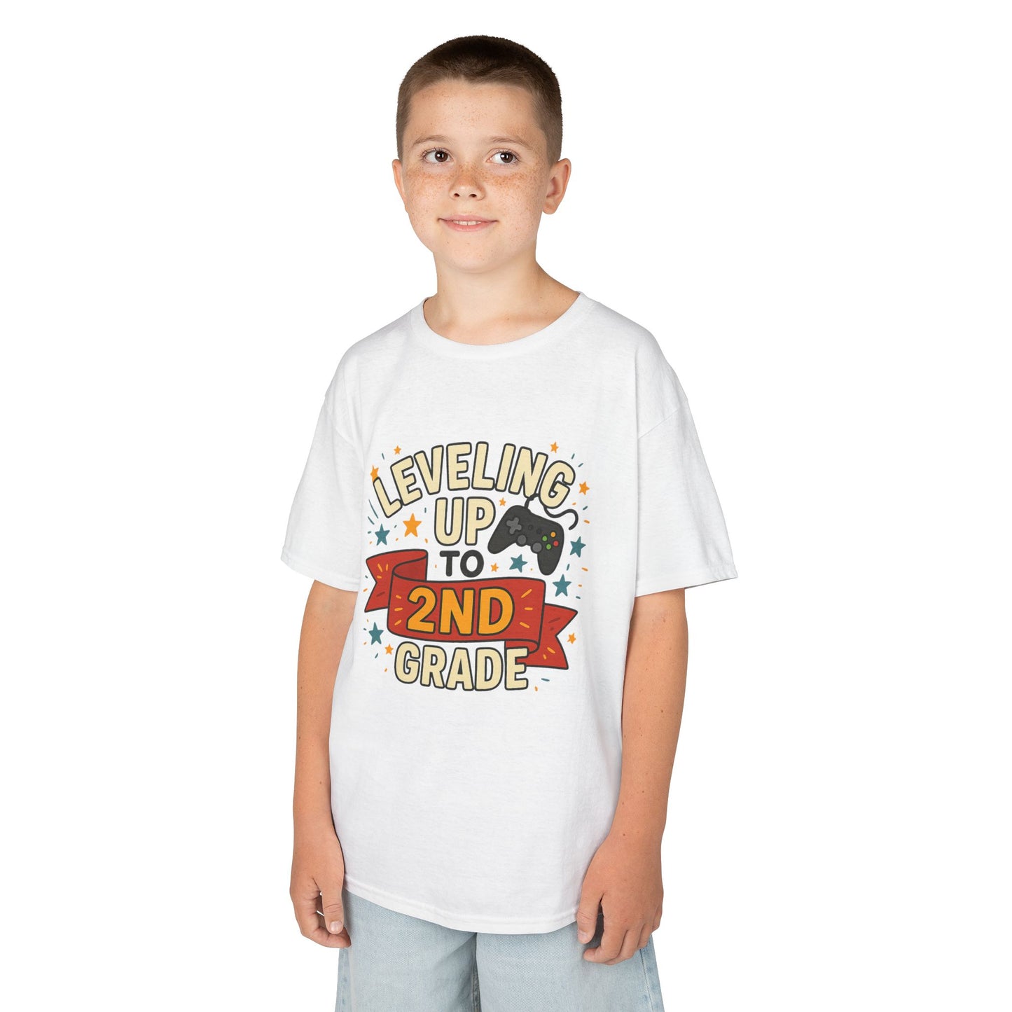 Kids Gaming Tee - Leveling Up to 2nd Grade, Back to School Shirt, Gaming Gift, Fun Children's Apparel, Birthday Celebration Outfit