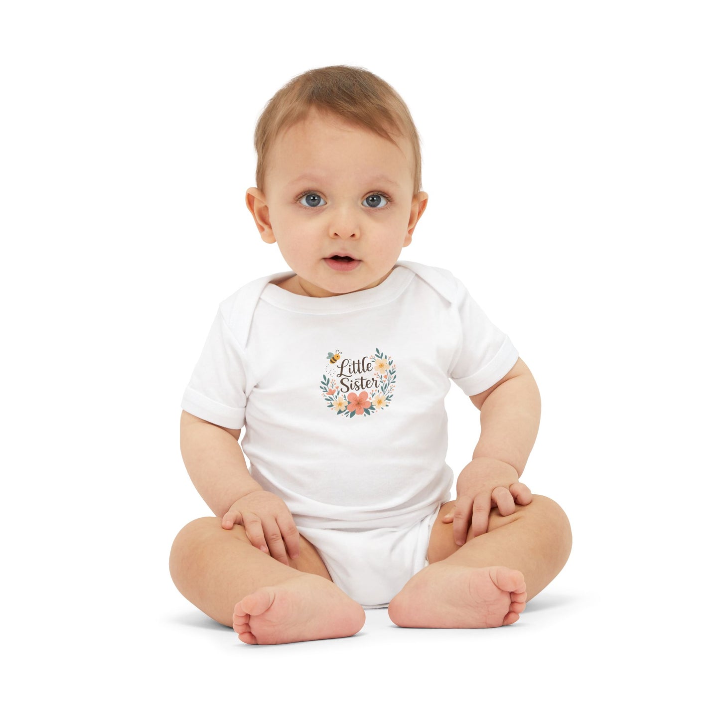 Little Sister Infant One Piece, Cute Baby Bodysuit for Newborn Girls, Baby Shower Gift, Toddler Outfit, Floral Design
