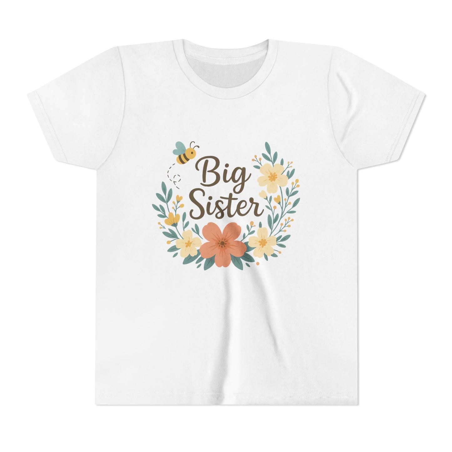 Big Sister Floral Youth Tee, Cute Kids Shirt, Gift for Siblings, Birthday, Family Celebrations, Baby Announcement, Spring Style