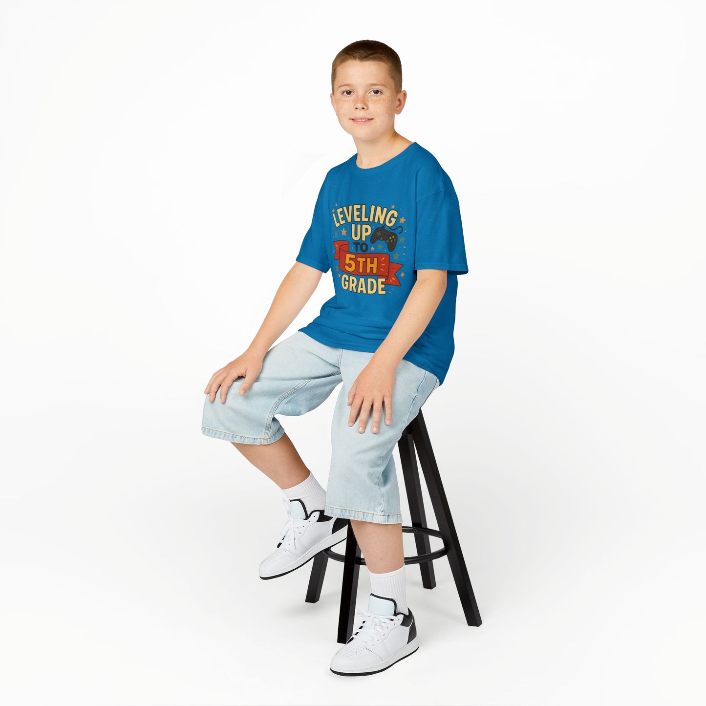 Kids Graduation Tee, Level Up to 5th Grade Shirt, Back to School Gift, Fun Class Celebration Top, Children's Achievement T-Shirt