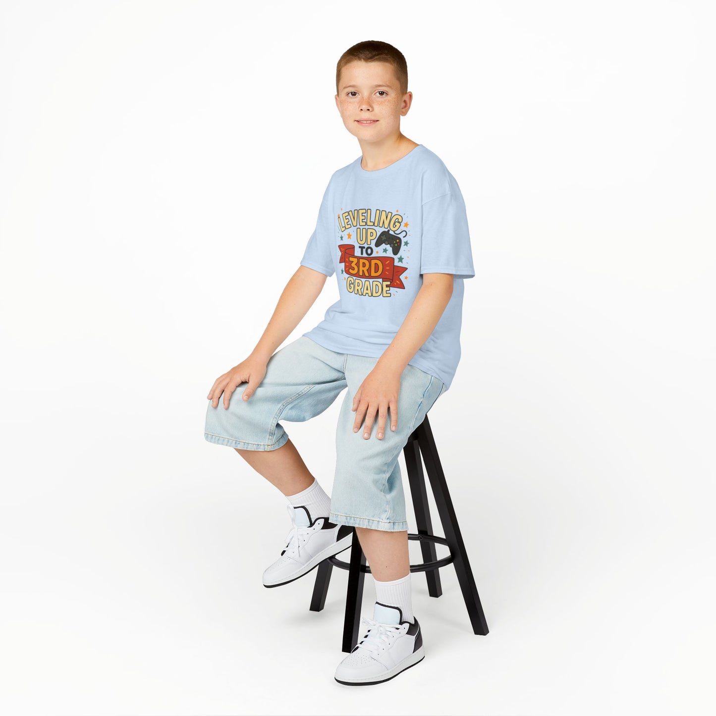 Kids Grade Celebration Tee | Leveling Up to 3rd Grade Shirt, Back to School Gift, Birthday Outfit, Fun Kids T-Shirt, Classroom Wear