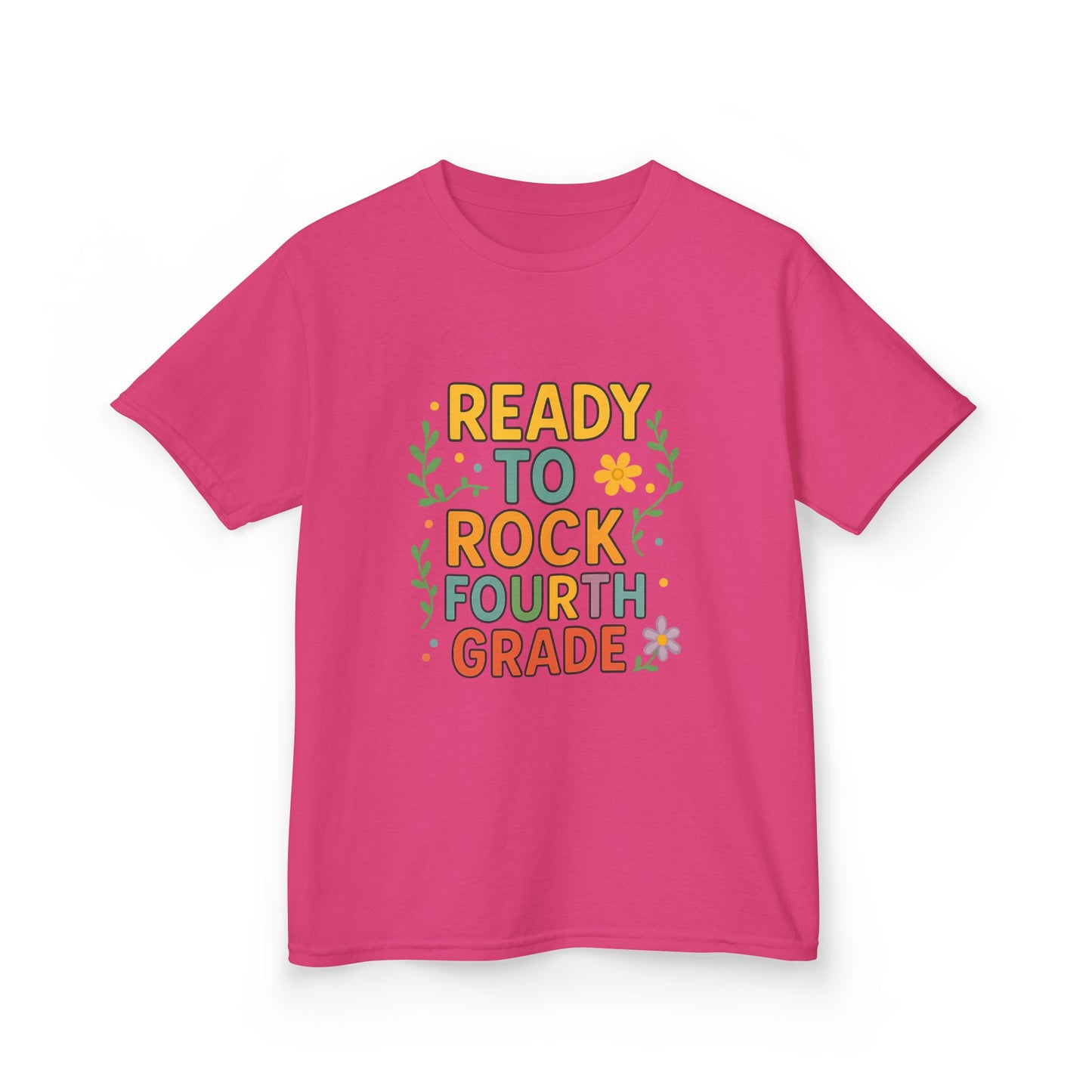 Ready to Rock Fourth Grade Kids Heavy Cotton Tee, Back to School Shirt, Toddler T-Shirt, Birthday Gift, Cute Kids Clothing
