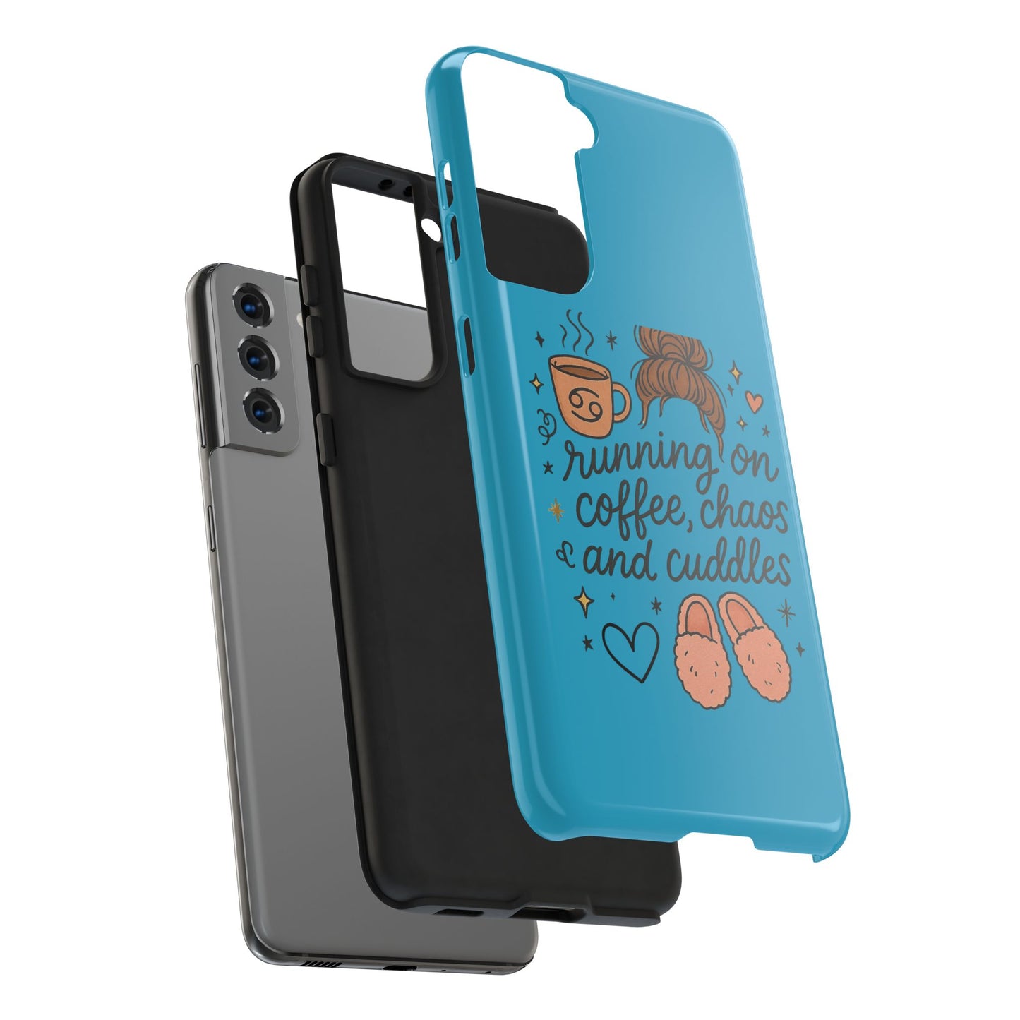 Cute Coffee Chaos Phone Case - Running on Coffee, Chaos & Cuddles, Stylish Tough Case for Coffee Lovers, Gift for Friends, Cute Phone Cover