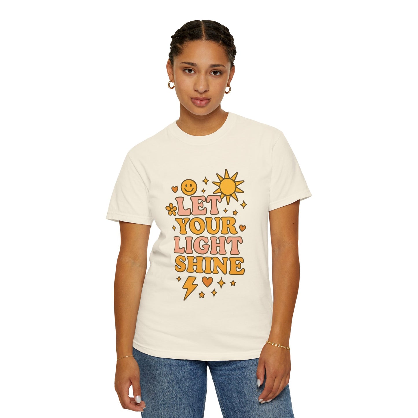 Let Your Light Shine Comfort Colors Tee, Inspirational Shirt, Feel-Good Fashion, Casual Everyday Wear, Gift for Motivation, Sunshine Vibes