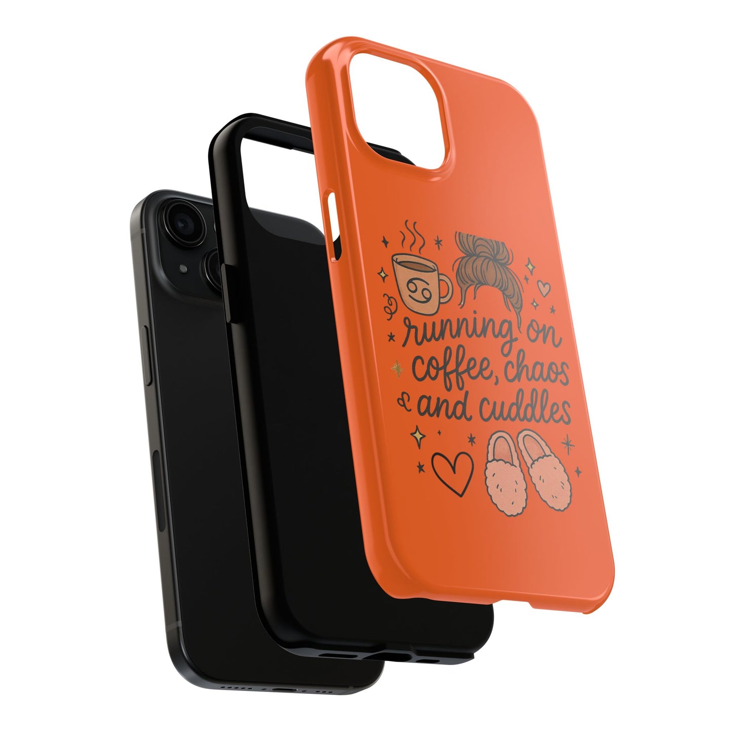Cute Coffee Chaos Phone Case - Running on Coffee, Chaos & Cuddles, Stylish Tough Case for Coffee Lovers, Gift for Friends, Cute Phone Cover