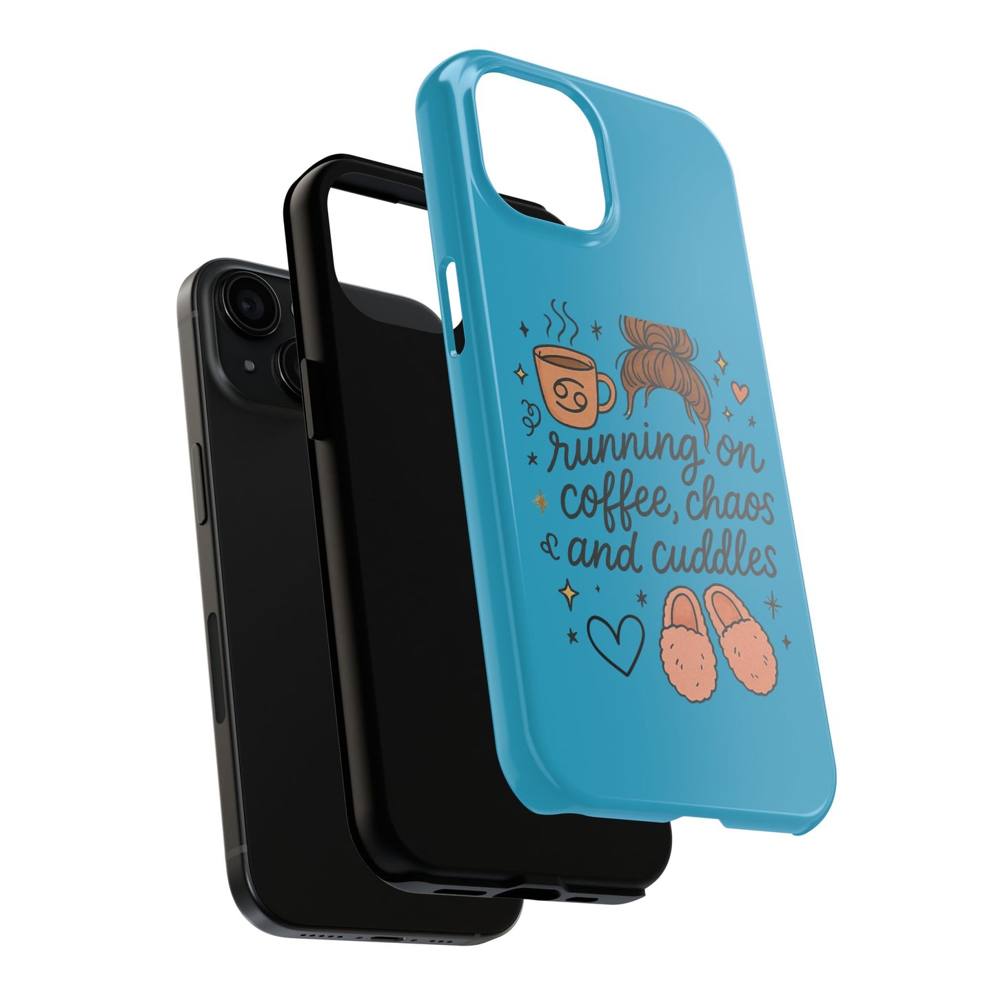 Cute Coffee Chaos Phone Case - Running on Coffee, Chaos & Cuddles, Stylish Tough Case for Coffee Lovers, Gift for Friends, Cute Phone Cover