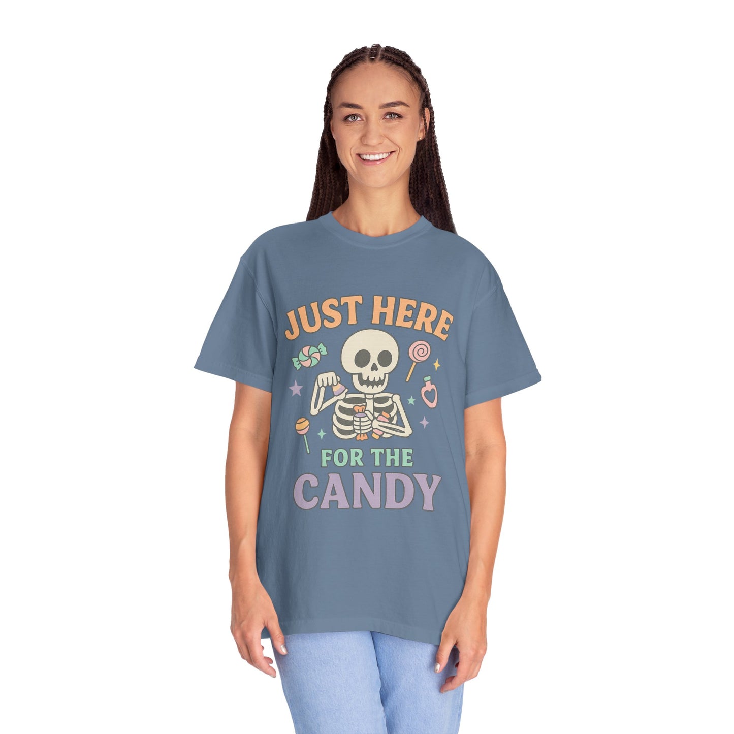 Funny Skeleton Candy Comfort Colors T-shirt, Halloween Shirt, Unisex Tee, Soft Cotton Tee, Casual Halloween Apparel, Party Wear