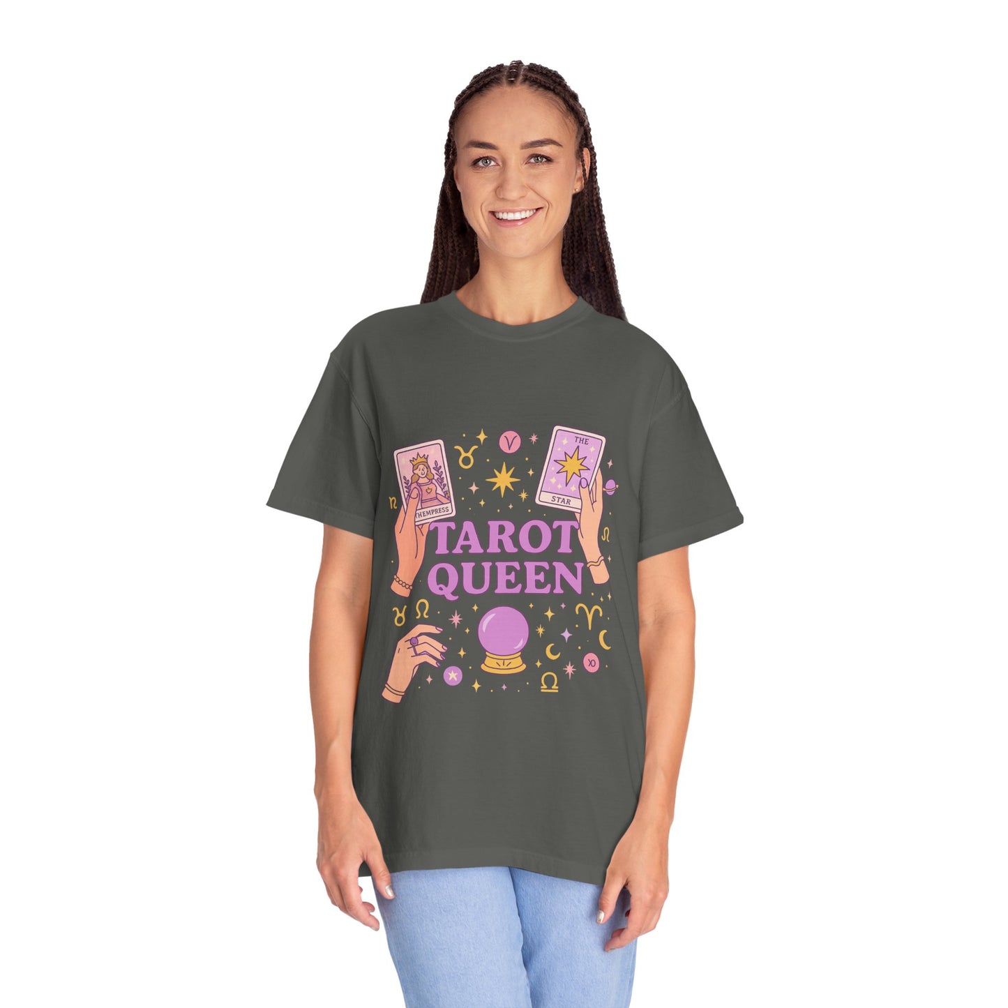 Tarot Queen Graphic Tee, Unisex T-Shirt, Astrology Apparel, Gift for Tarot Lovers, Boho Style Clothing, Spiritual Fashion