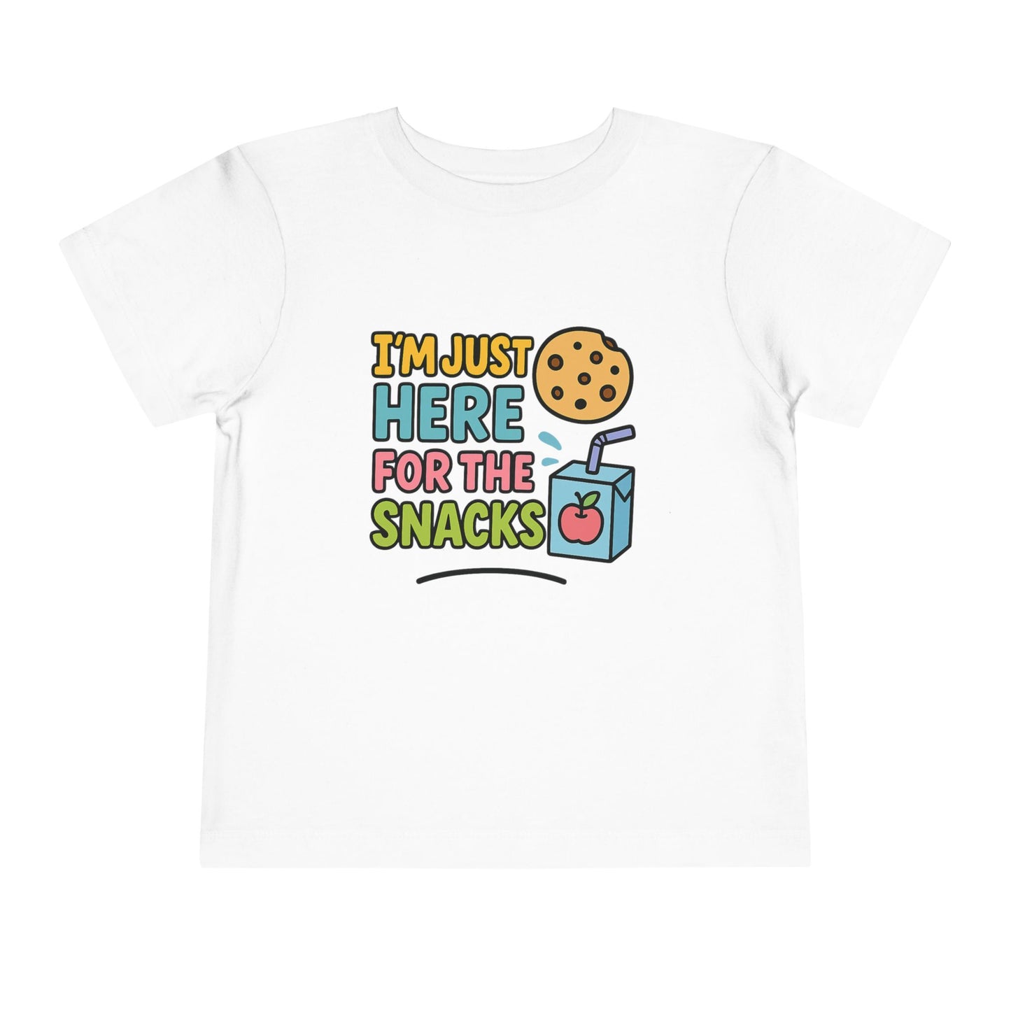 Funny Toddler Tee - I'm Just Here for the Snacks, Kids Short Sleeve Shirt, Snack Lover Gift, Playtime Top, Cute Toddler Clothing