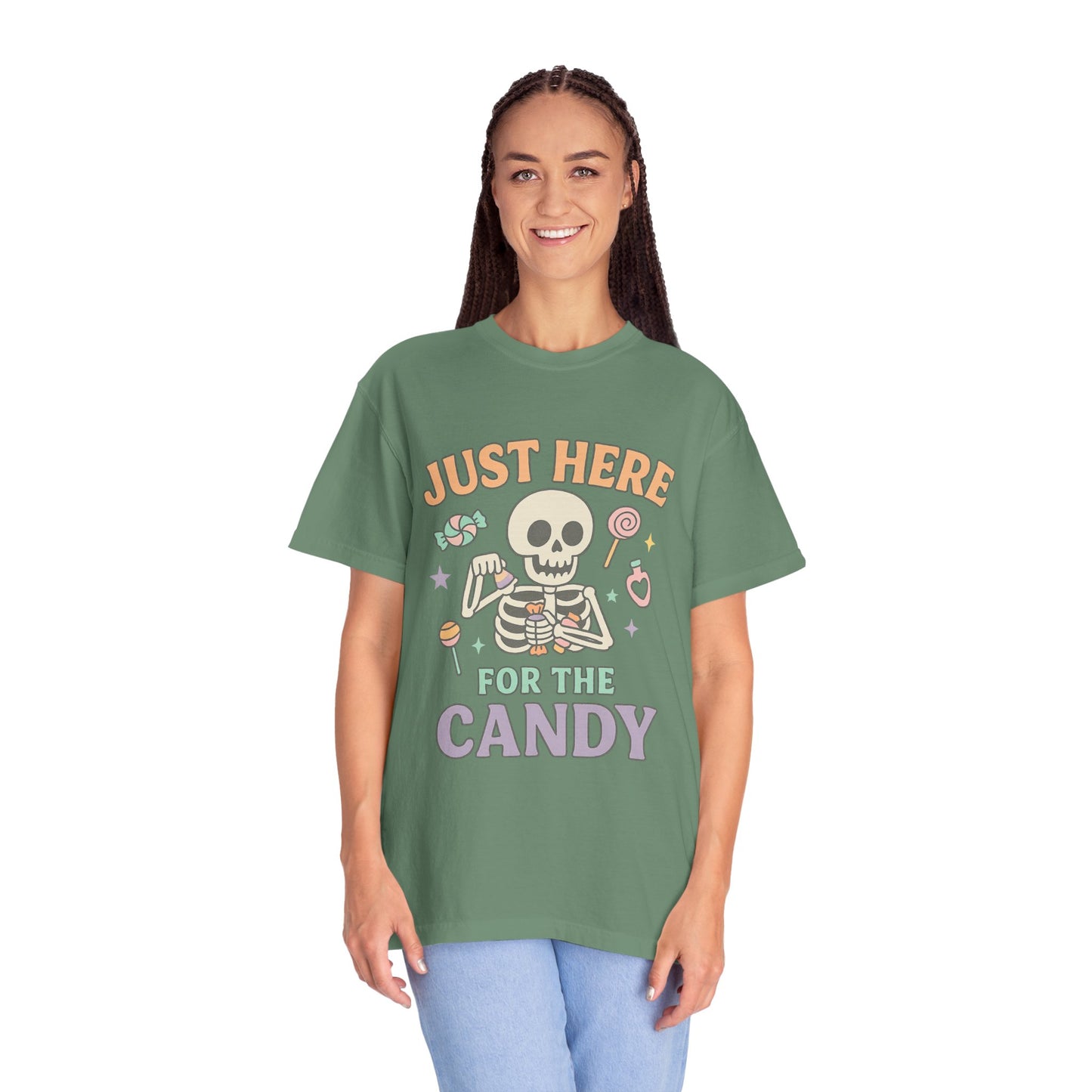 Funny Skeleton Candy Comfort Colors T-shirt, Halloween Shirt, Unisex Tee, Soft Cotton Tee, Casual Halloween Apparel, Party Wear