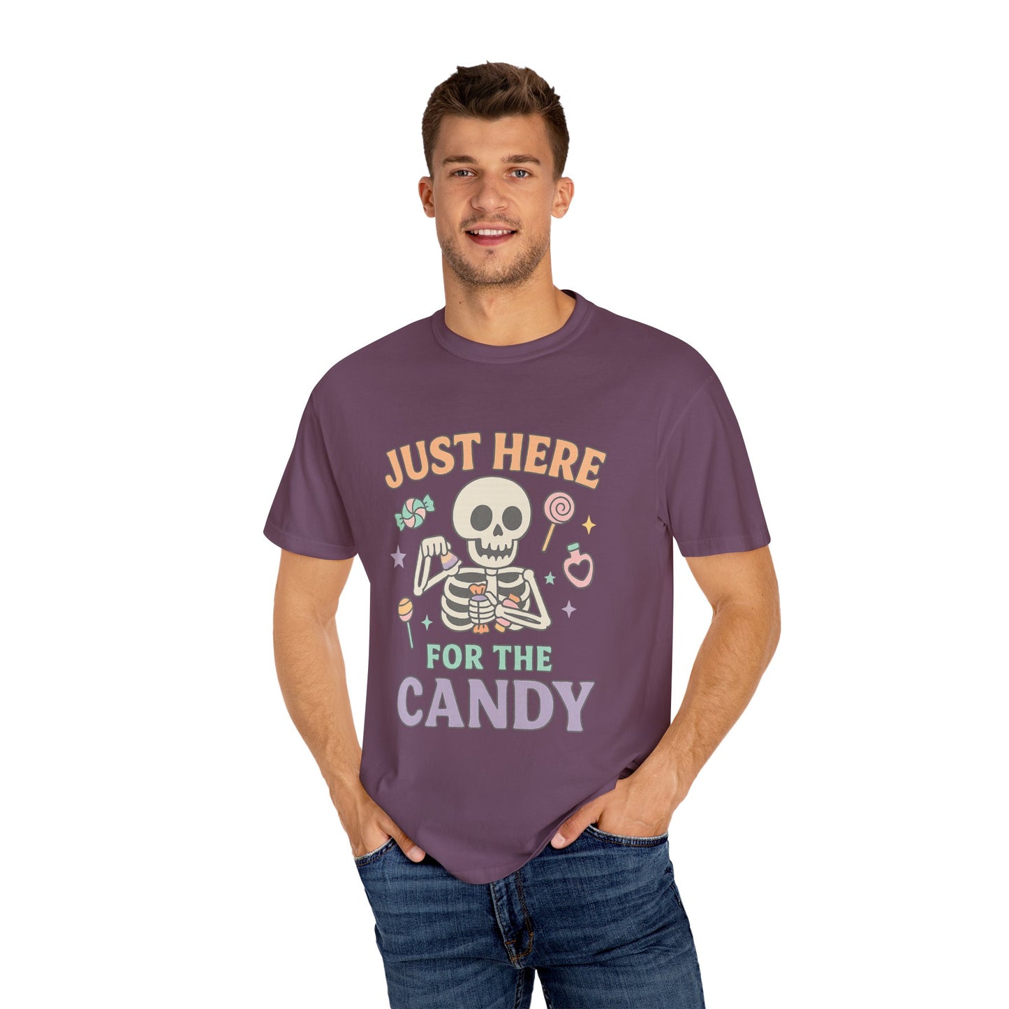 Funny Skeleton Candy Comfort Colors T-shirt, Halloween Shirt, Unisex Tee, Soft Cotton Tee, Casual Halloween Apparel, Party Wear