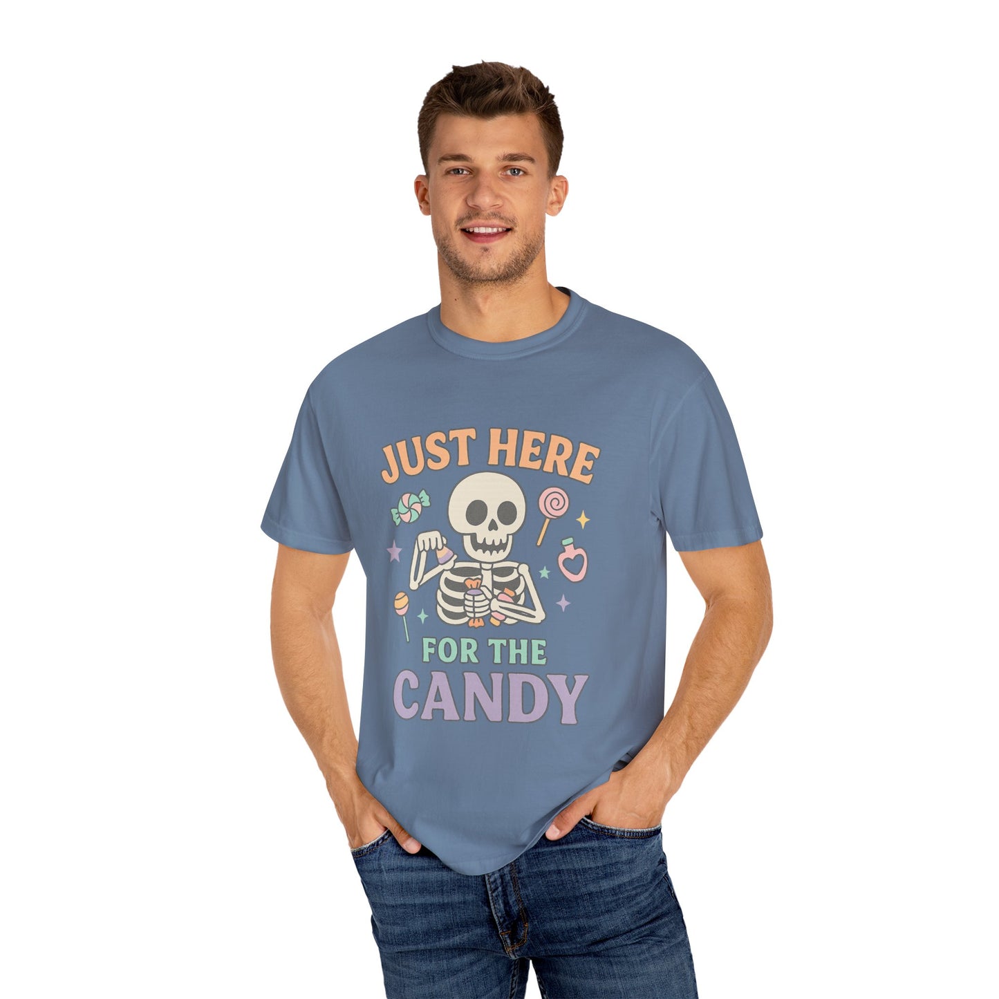 Funny Skeleton Candy Comfort Colors T-shirt, Halloween Shirt, Unisex Tee, Soft Cotton Tee, Casual Halloween Apparel, Party Wear