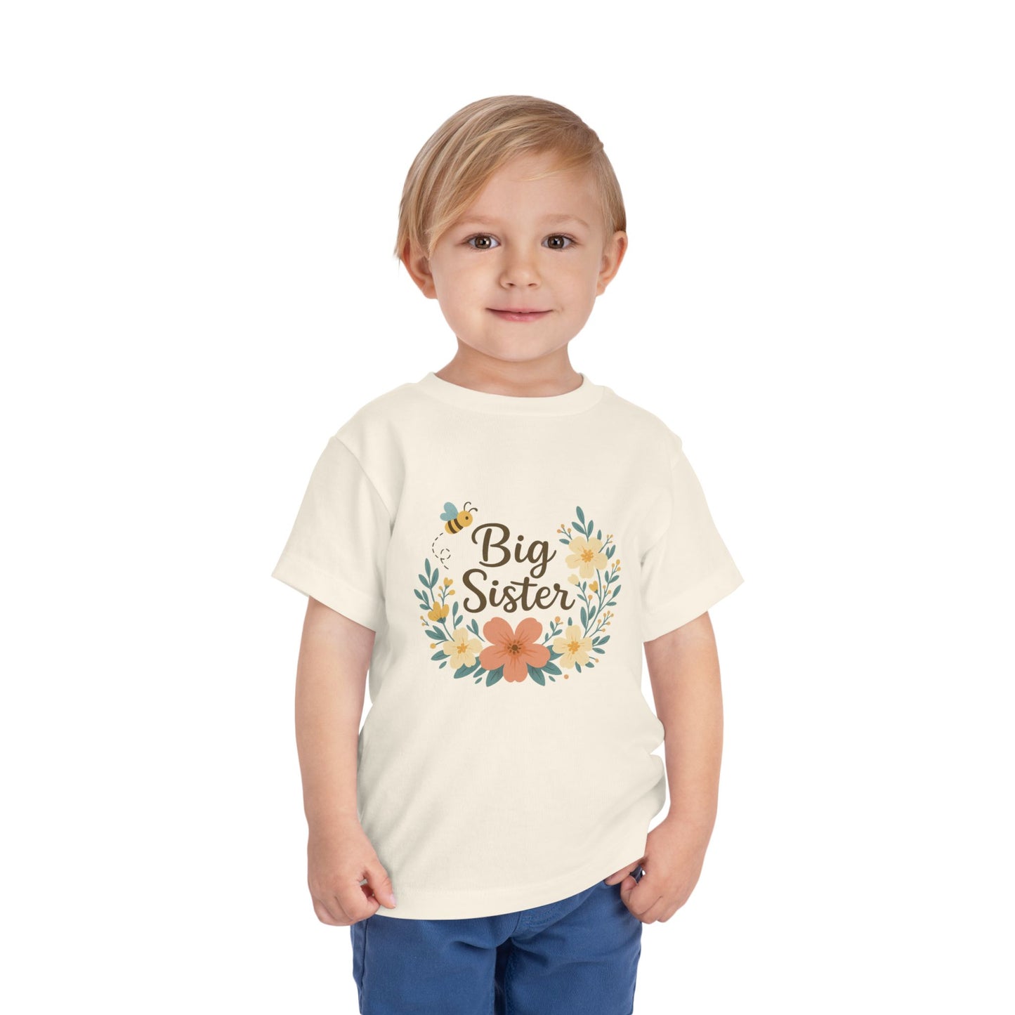Toddler Big Sister Tee, Cute Kids Shirt, Floral Children's Top, Gift for New Big Sisters, Baby Announcement Outfit