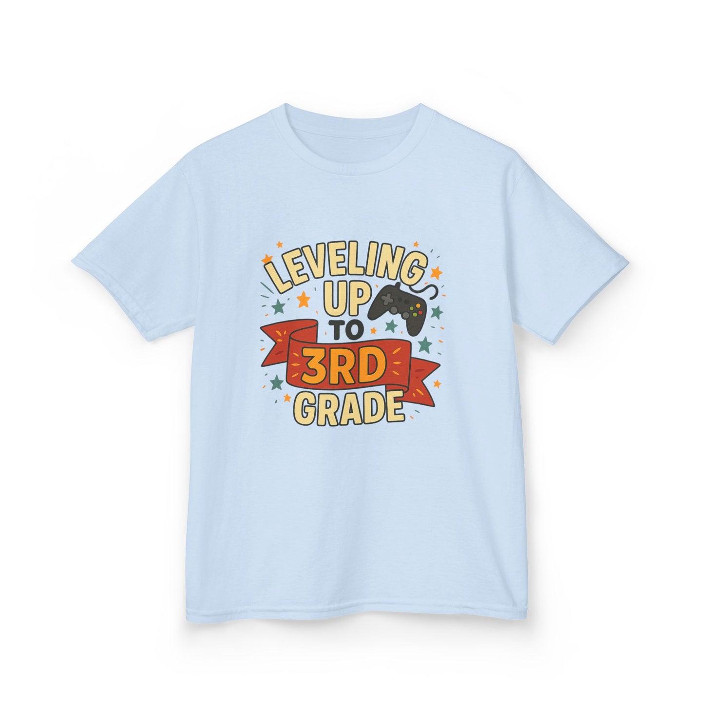 Kids Grade Celebration Tee | Leveling Up to 3rd Grade Shirt, Back to School Gift, Birthday Outfit, Fun Kids T-Shirt, Classroom Wear
