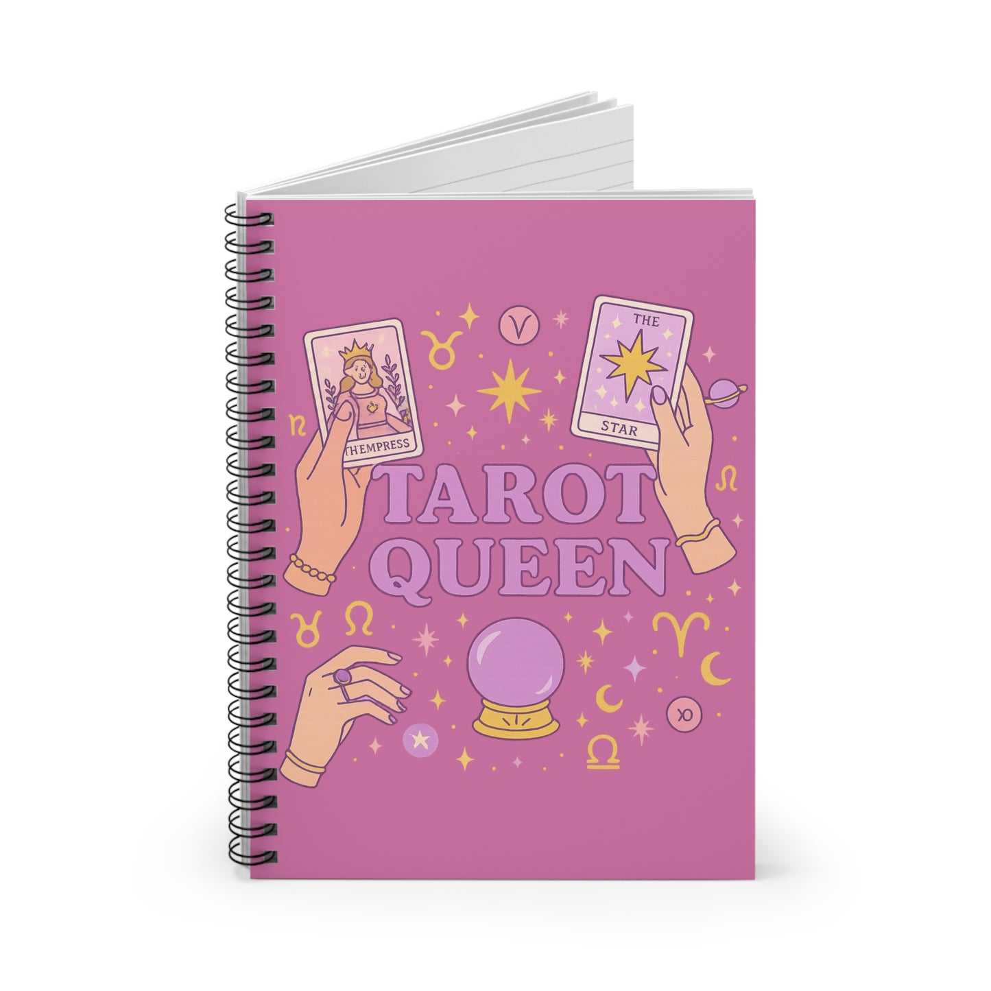 Tarot Queen Spiral Notebook - Aesthetic Journal for Tarot Lovers, Gift for Witches, Spiritual Planning, Creative Writing, Witchcraft